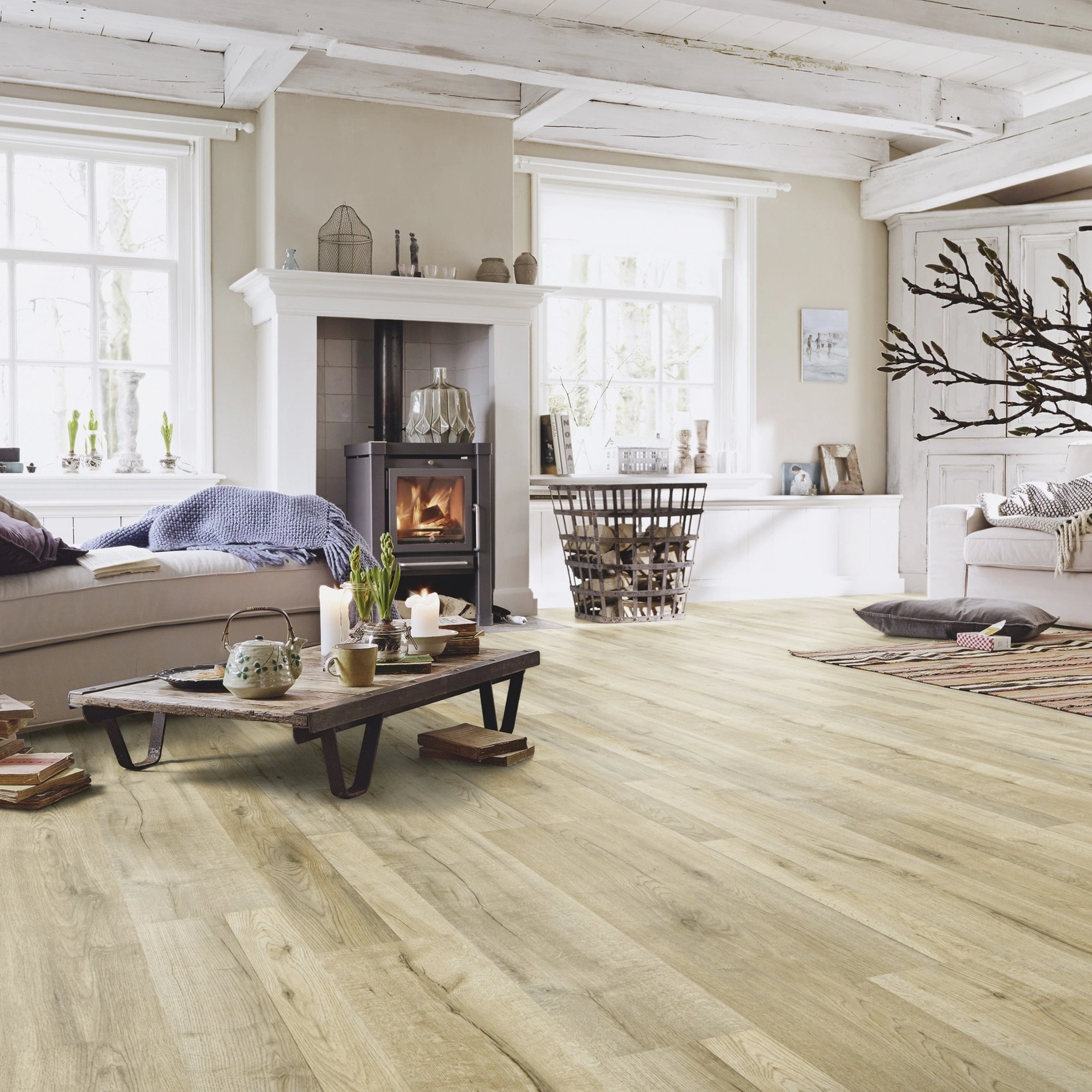 Milieubild Wohnzimmer im Landhaus-Stil - MEISTER Laminat LD 55 Eiche Bayfield Milieubild Wohnzimmer im Landhaus-Stil - MEISTER 600015-1288198-06679