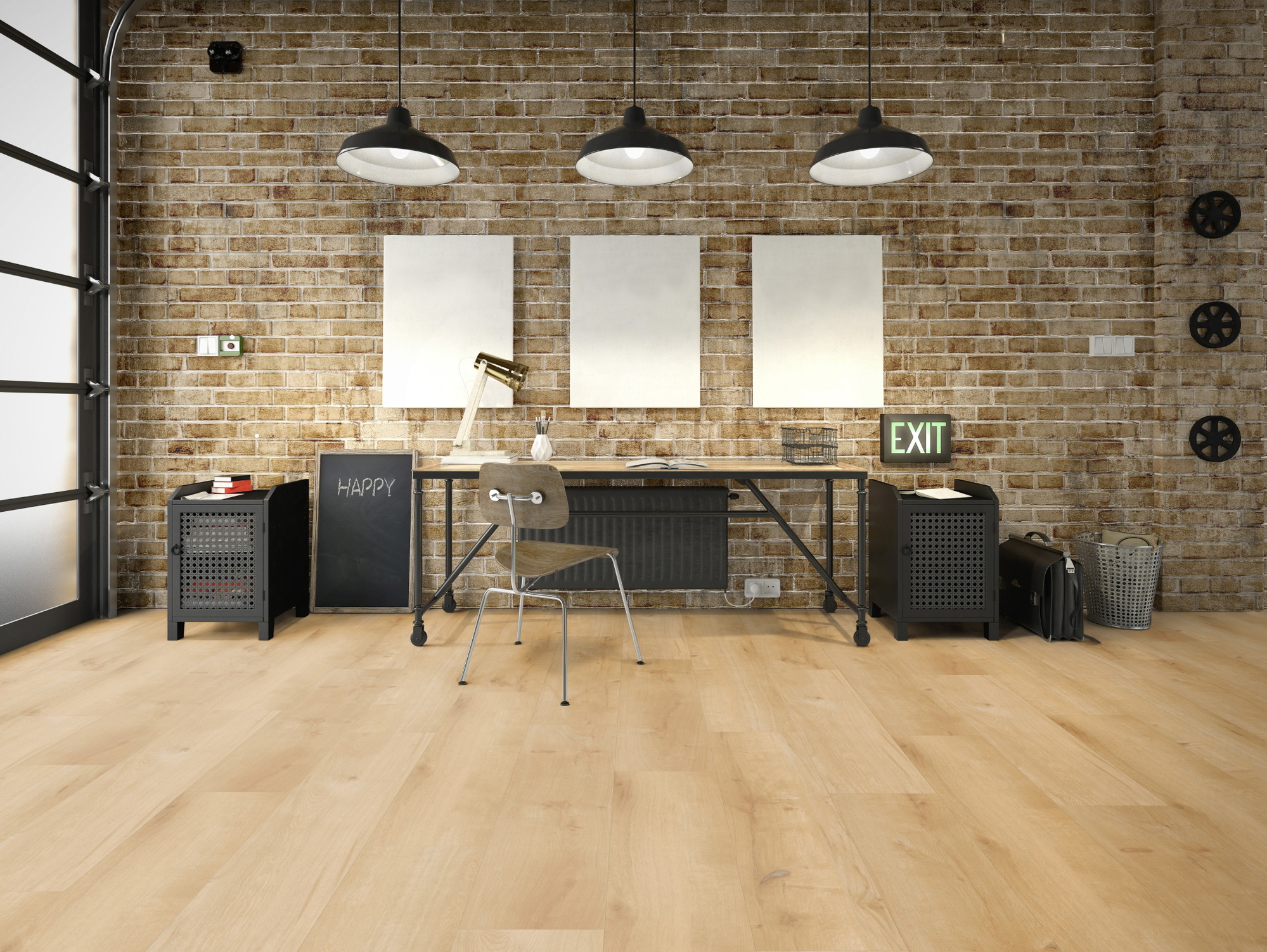 Milieubild Industrielles Wohnzimmer mit Arbeitsbereich - Friends by ter Hürne Klebe-Vinyl Eiche Paul Milieubild Industrielles Wohnzimmer mit Arbeitsbereich - Friends by ter Hürne 1188210100