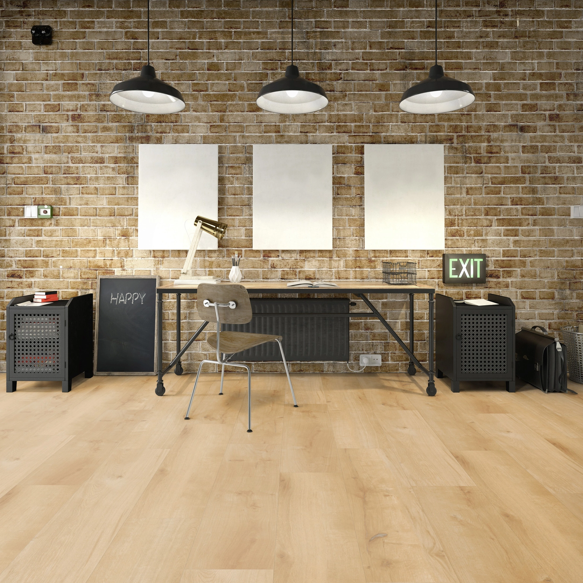 Milieubild Industrielles Wohnzimmer mit Arbeitsbereich - Friends by ter Hürne Klebe-Vinyl Eiche Paul Milieubild Industrielles Wohnzimmer mit Arbeitsbereich - Friends by ter Hürne 1188210100