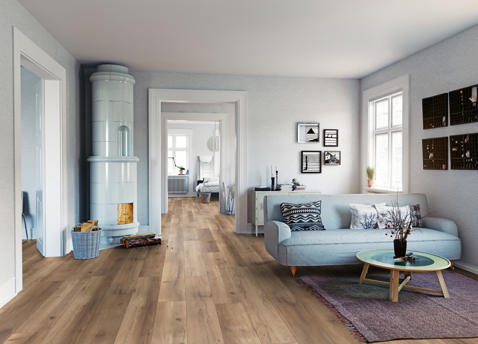 Milieubild Wohnzimmer mit Sofa und Kachelofen - ter Hürne 1101330012