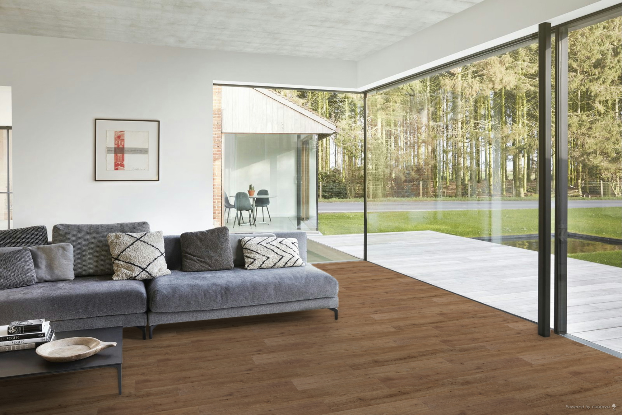 Milieubild Modernes Wohnzimmer mit Fensterfront - BerryAlloc Klebe-Vinyl Zenn Gluedown 55 Porto Milieubild Modernes Wohnzimmer mit Fensterfront - BerryAlloc 60002255
