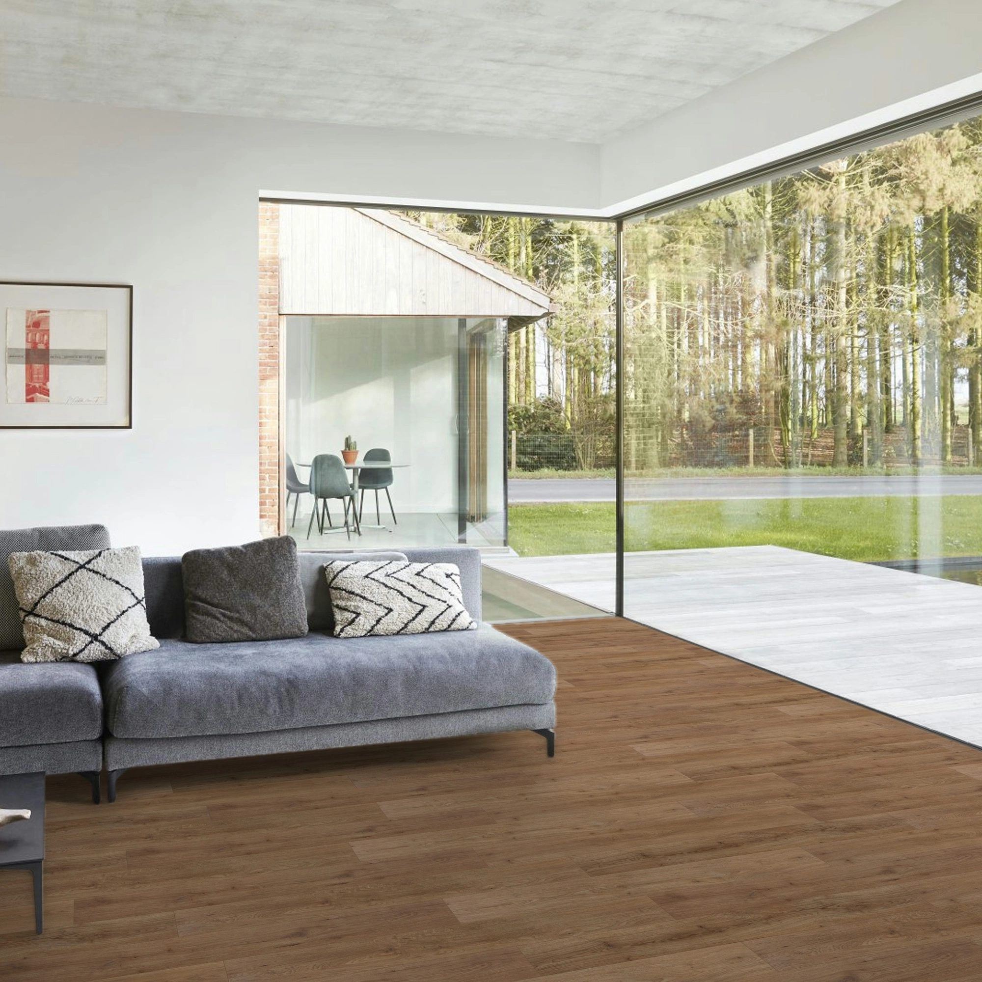 Milieubild Modernes Wohnzimmer mit Fensterfront - BerryAlloc Klebe-Vinyl Zenn Gluedown 55 Porto Milieubild Modernes Wohnzimmer mit Fensterfront - BerryAlloc 60002255