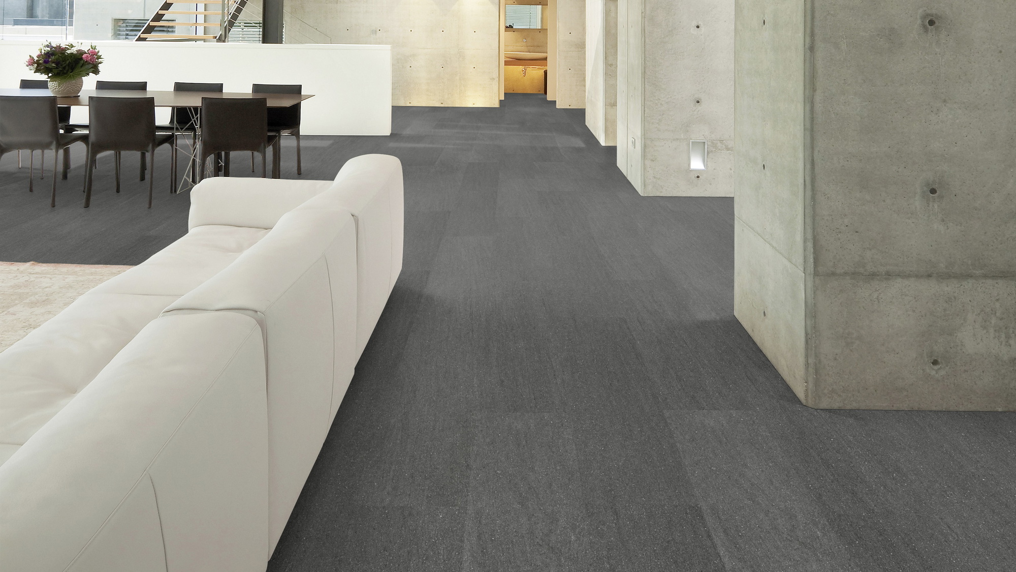 Milieubild Wohnzimmer im Loft-Stil - Wicanders Wise HDF Klick-Designboden stone Natural Basaltina Stone Milieubild Wohnzimmer im Loft-Stil - Wicanders Wise 80003898