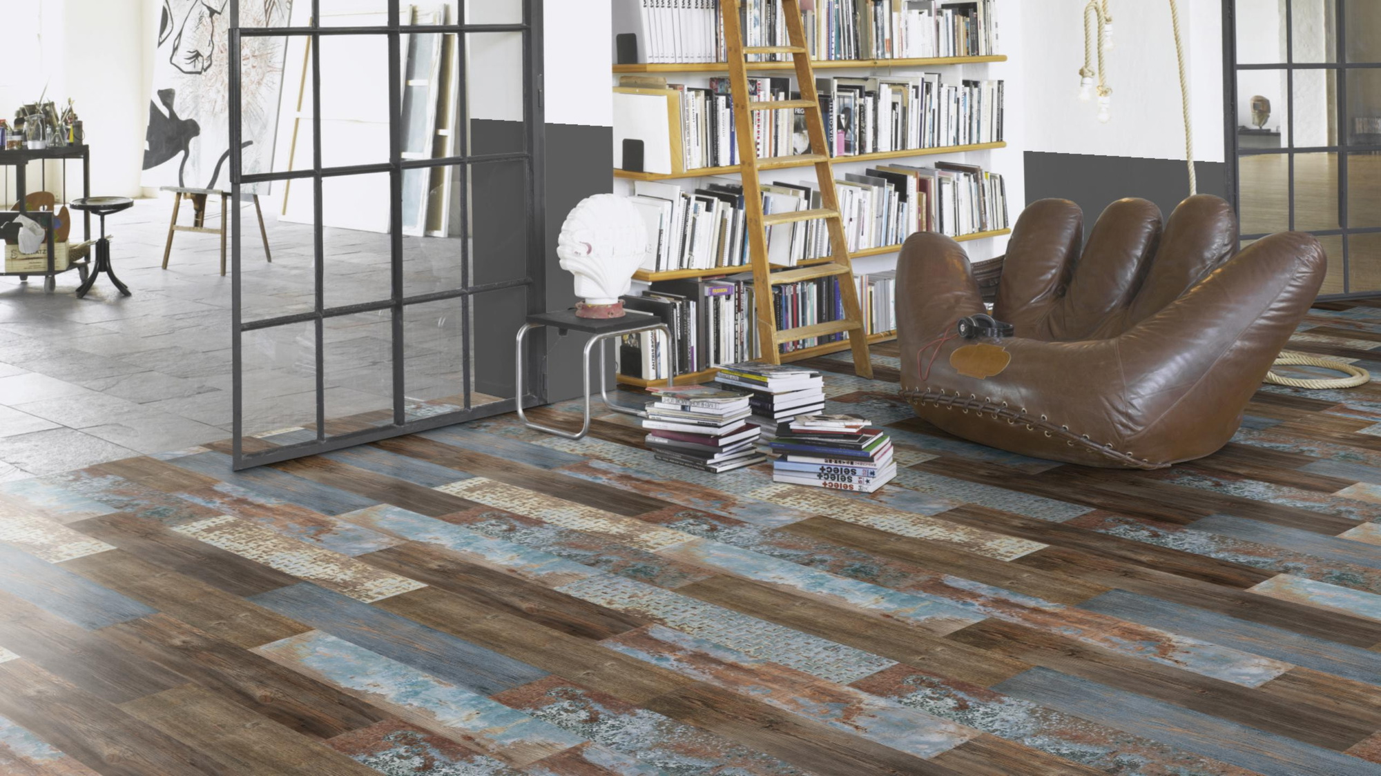 Milieubild Modernes Wohnzimmer mit Atelier - Parador Laminat Classic 1050 Rotterdam Milieubild Modernes Wohnzimmer mit Atelier - Parador 1748720