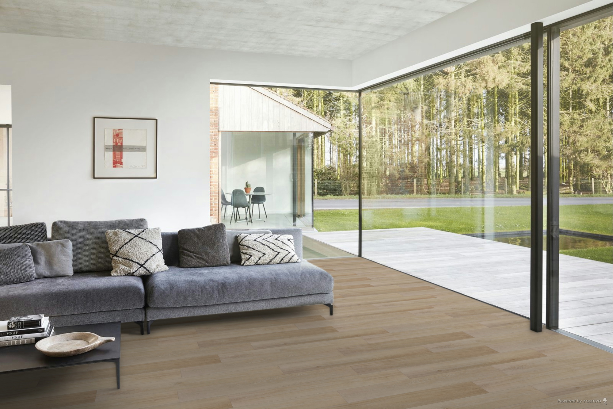 Milieubild Modernes Wohnzimmer mit Fensterfront - BerryAlloc Klebe-Vinyl Zenn Gluedown 55 Sorrento Milieubild Modernes Wohnzimmer mit Fensterfront - BerryAlloc 60002250