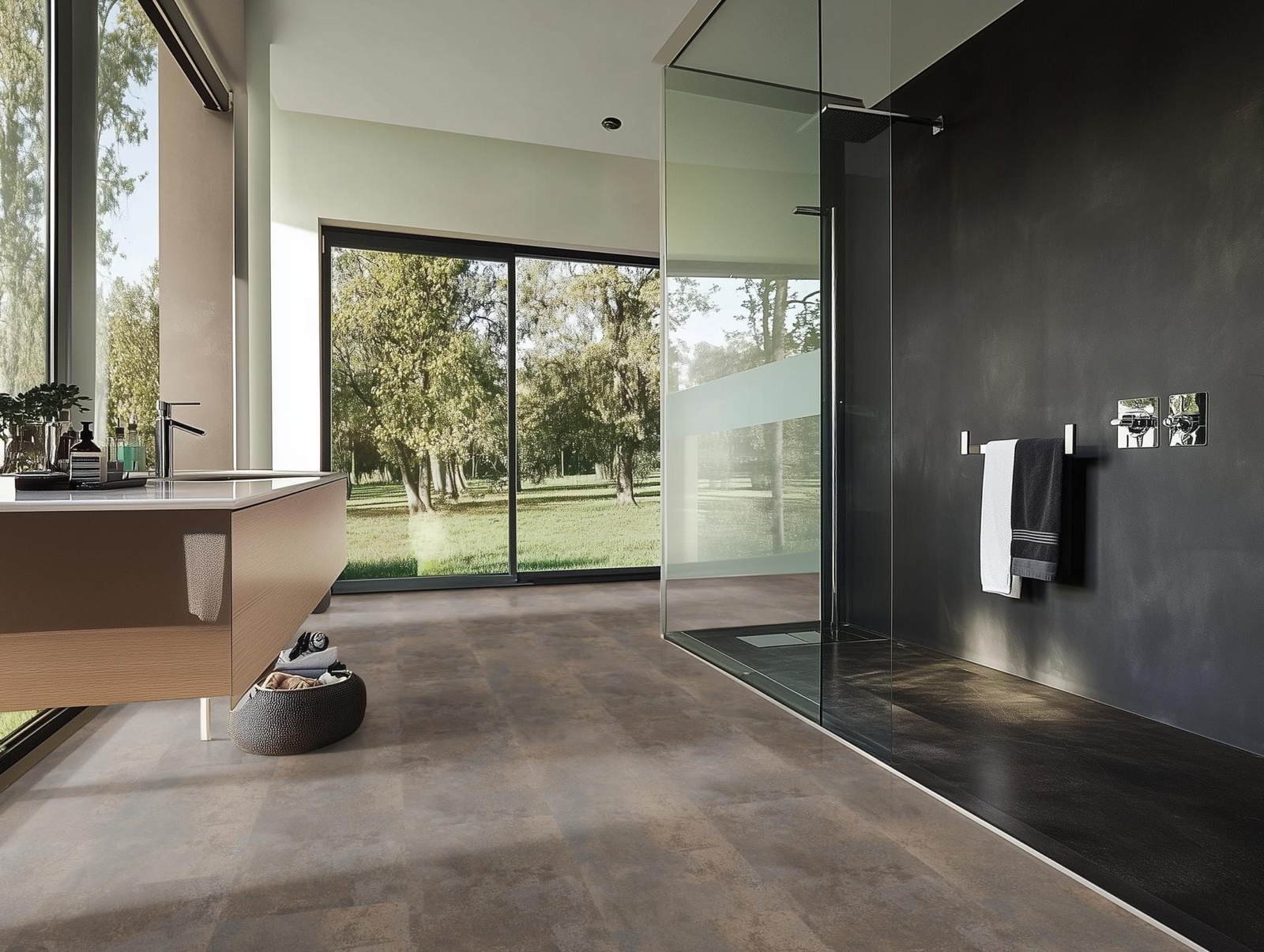 Milieubild Modernes Badezimmer mit bodentiefer Dusche - nexflor NXF-51030-003
