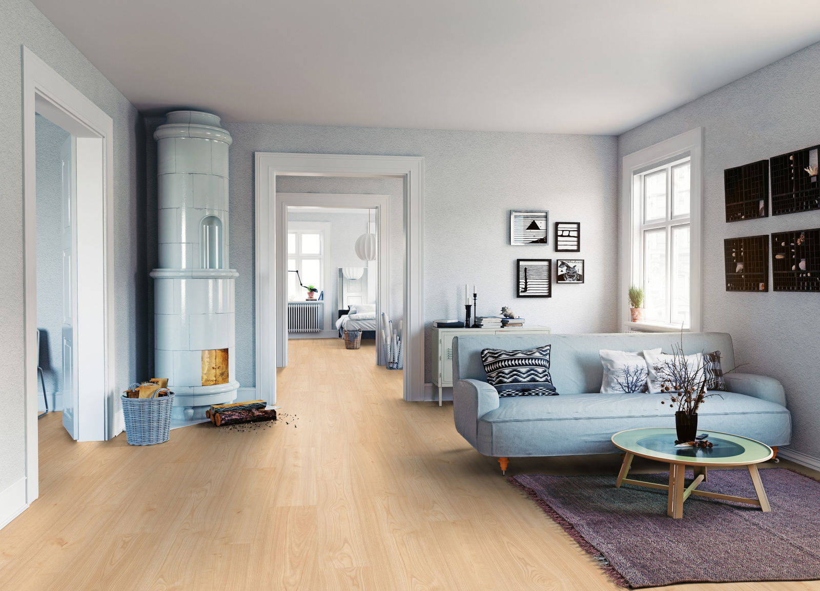 Milieubild Wohnzimmer mit Sofa und Kachelofen - ter Hürne 1101270107