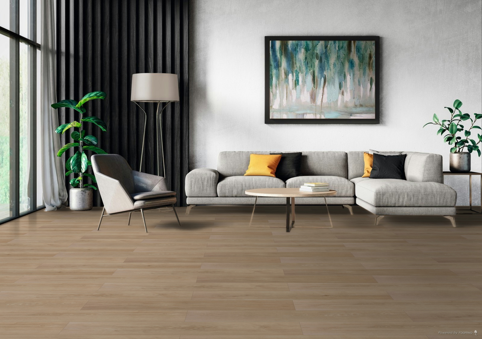 Milieubild Modernes Wohnzimmer mit Sessel und Sofa - BerryAlloc 60002252