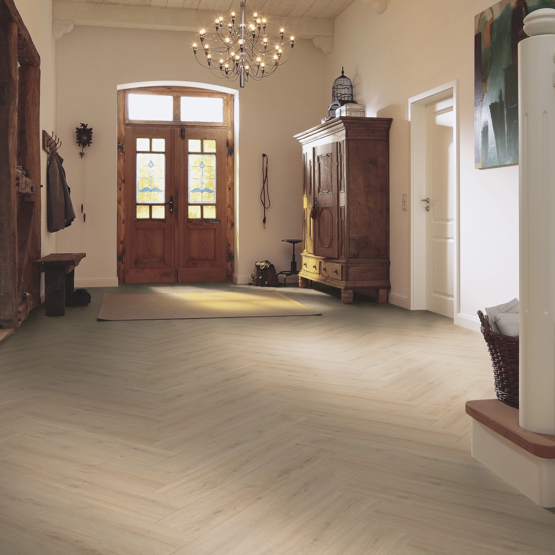Milieubild Eingangsbereich mit Flur im Landhaus-Stil - MEISTER Laminat LS 350 Felseneiche sand Milieubild Eingangsbereich mit Flur im Landhaus-Stil - MEISTER 600001-0840168-07122