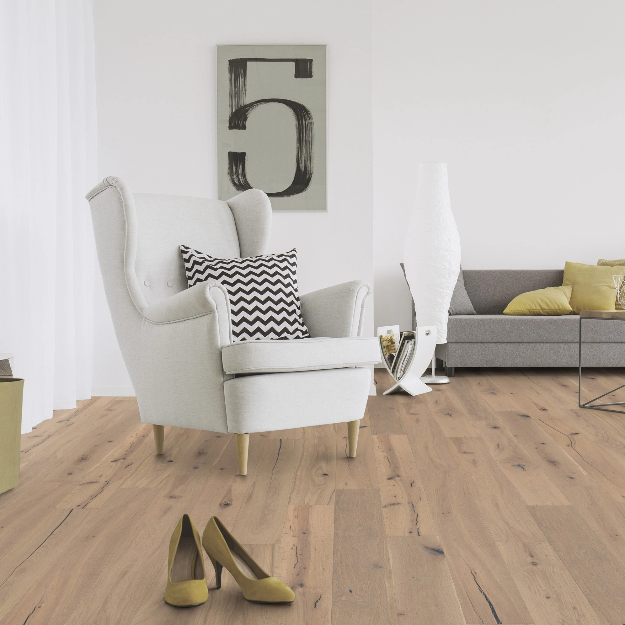 Milieubild Wohnzimmer mit Sessel und Sofa - Wicanders Wise Parkett Essential Bremen Milieubild Wohnzimmer mit Sessel und Sofa - Wicanders Wise 82000875