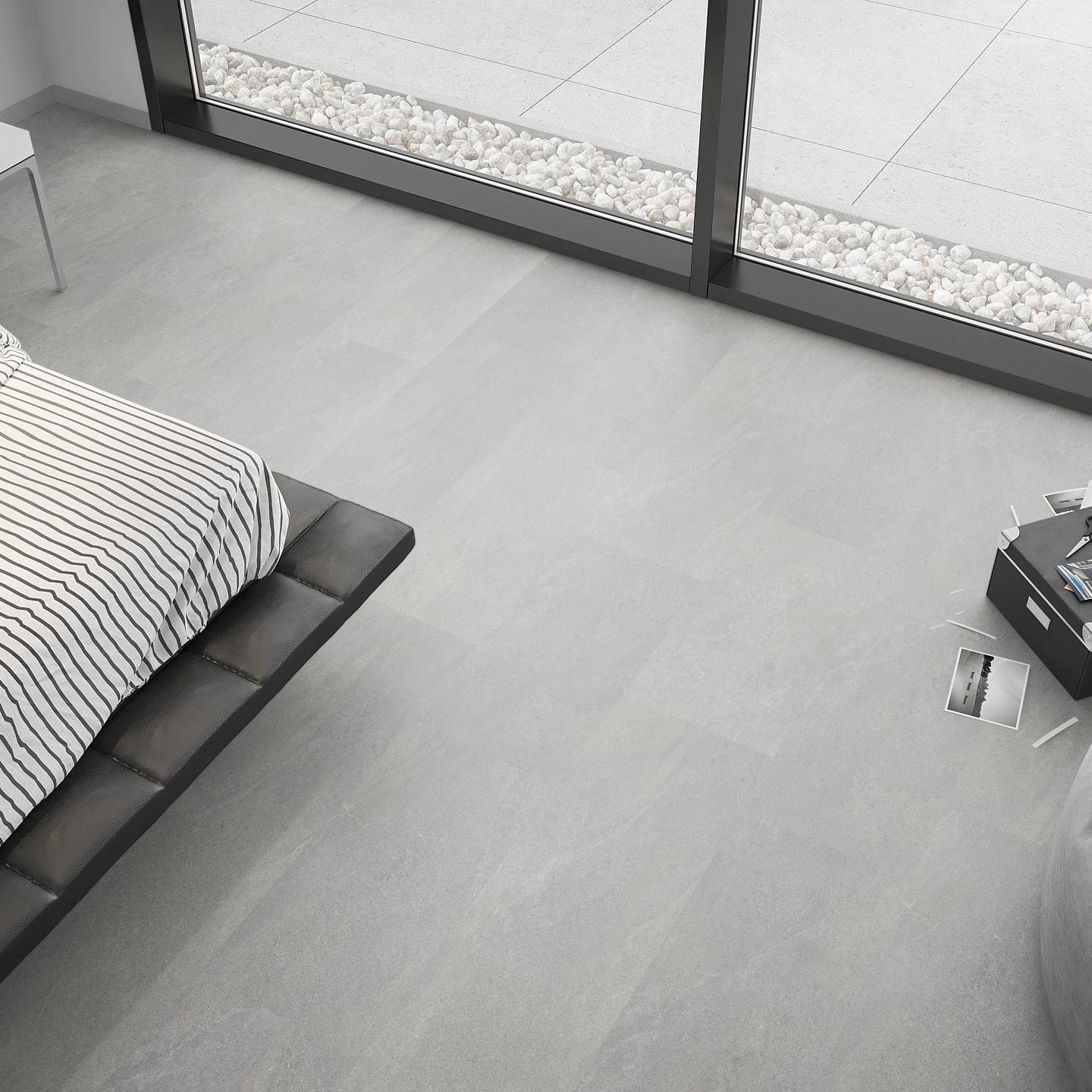 Milieubild Schlafzimmer mit Sitzkissen - nexflor Rigid Klick-Vinyl Oreios Click Collection Mykale Milieubild Schlafzimmer mit Sitzkissen - nexflor NXF-62030-002