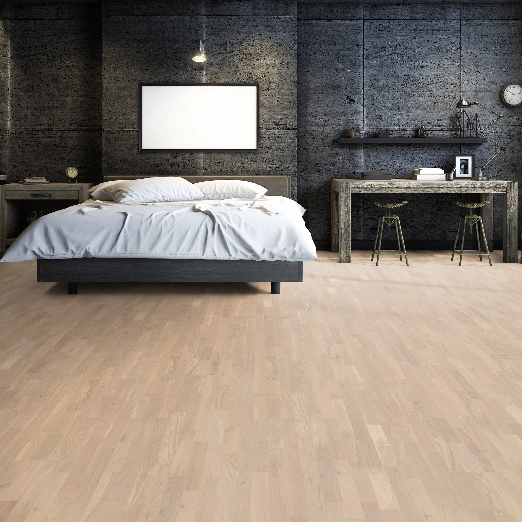 Milieubild Großzügiges Schafzimmer mit Steinwand - Friends by ter Hürne Parkett Eiche Sienna Milieubild Großzügiges Schafzimmer mit Steinwand - Friends by ter Hürne 1188312447