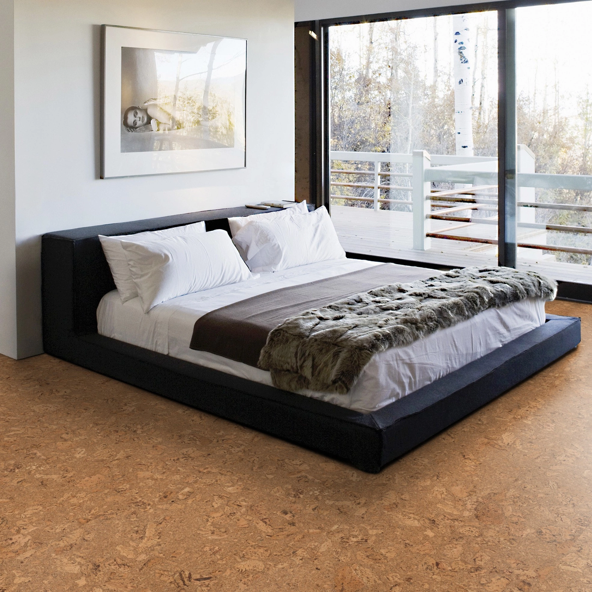 Milieubild Schlafzimmer mit Balkon - Wicanders HDF Klick-Korkboden cork Essence Originals Dawn Milieubild Schlafzimmer mit Balkon - Wicanders 80002244