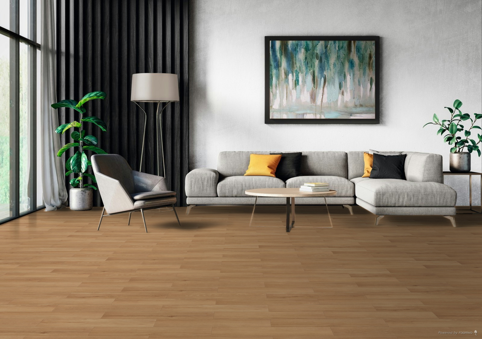 Milieubild Modernes Wohnzimmer mit Sessel und Sofa - BerryAlloc 60002263