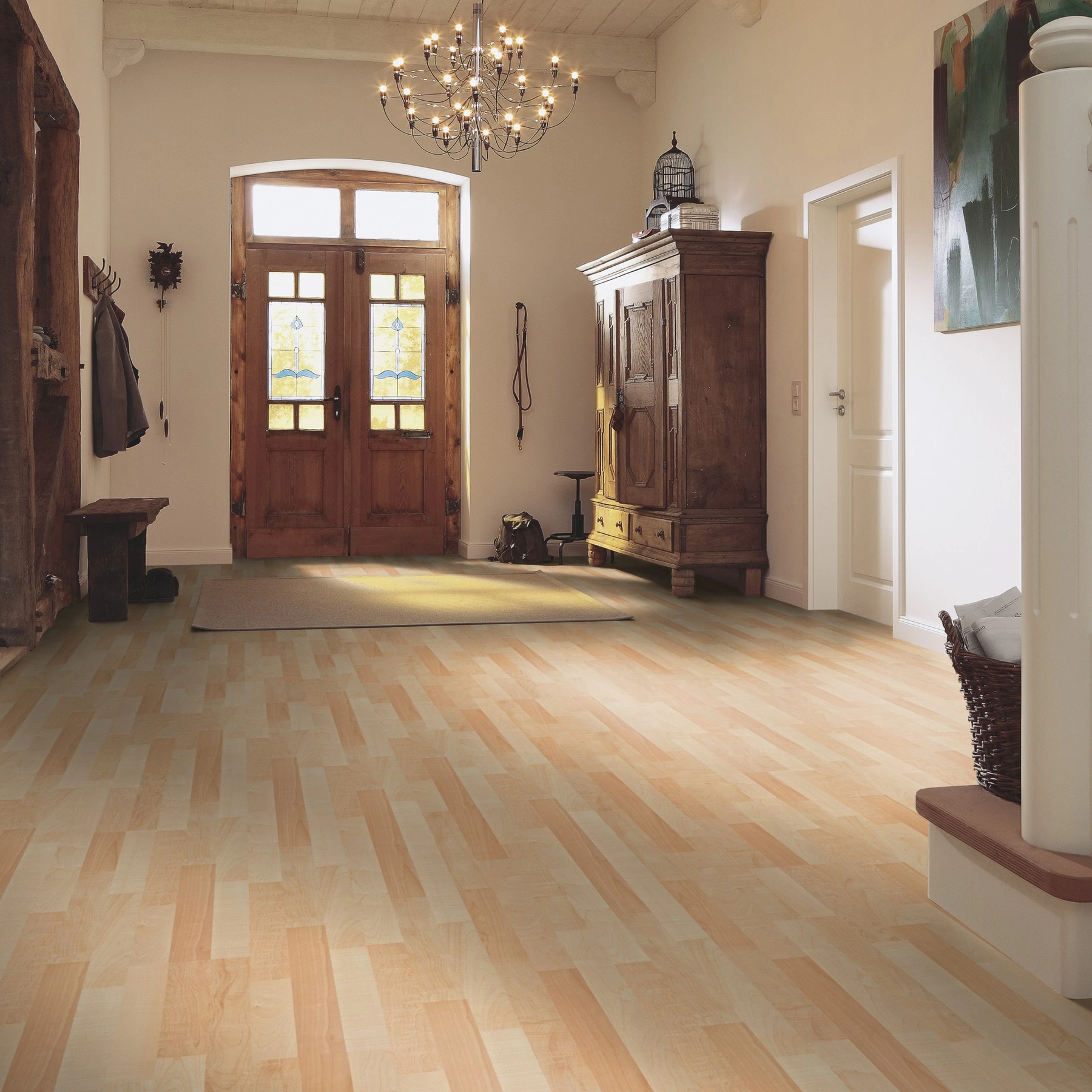 Milieubild Eingangsbereich mit Flur im Landhaus-Stil - MEISTER Laminat LC 55 S Ahorn Milieubild Eingangsbereich mit Flur im Landhaus-Stil - MEISTER 600013-1288198-00202