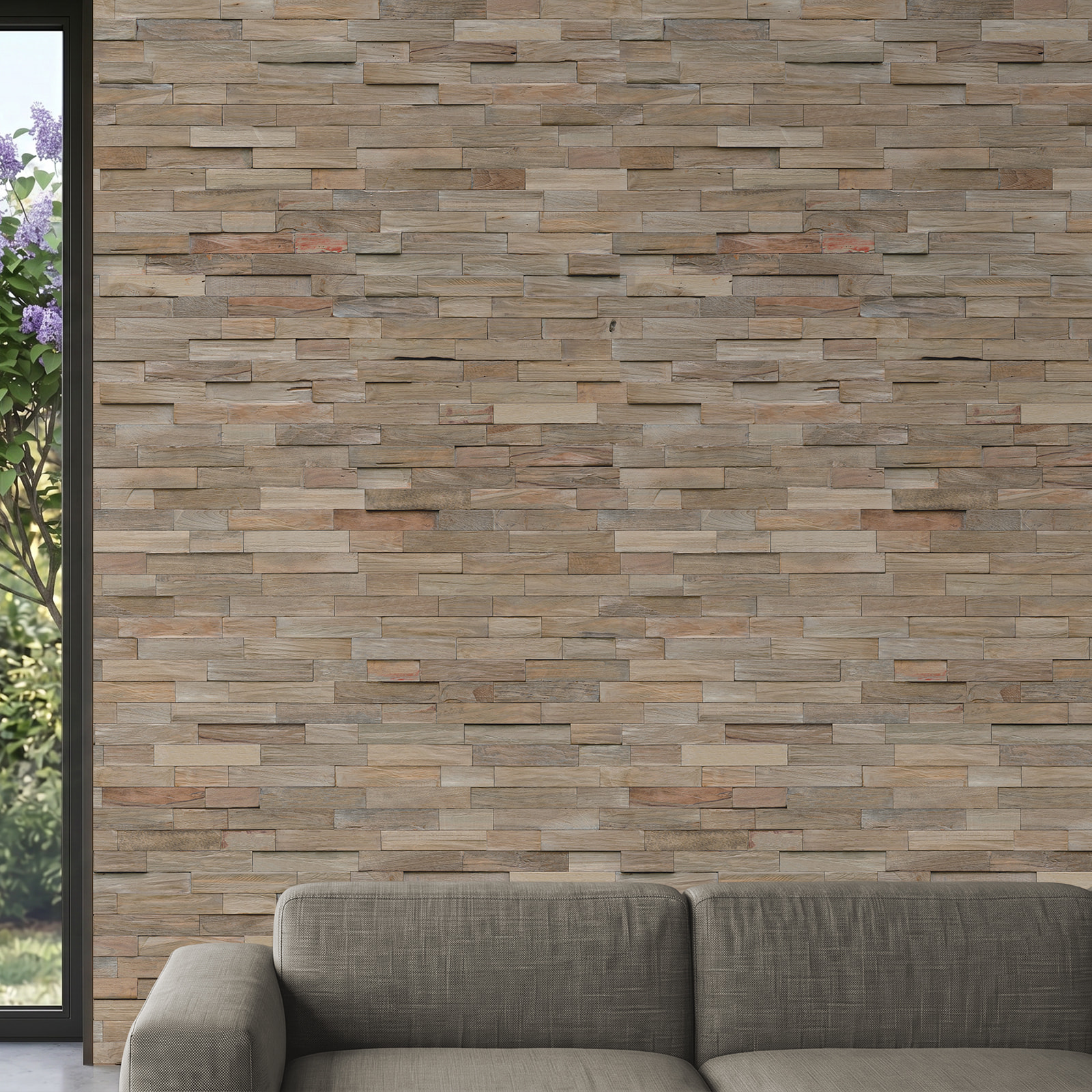 Perspektivische Ansicht - nexwall nature undefined Rimba Teak Steel Perspektivische Ansicht - nexwall nature NXWN-40020-002