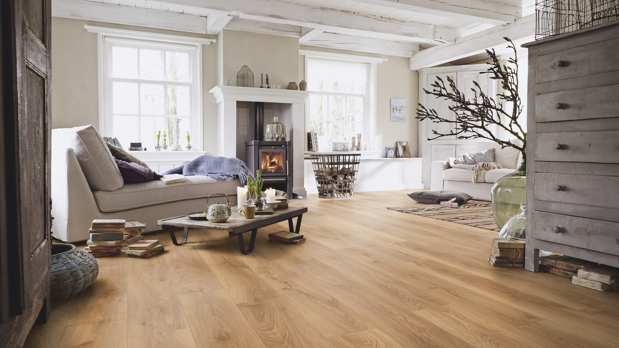 Milieubild Wohnzimmer im Landhaus-Stil - Meister Laminat LD 150 Eiche Woodend Milieubild Wohnzimmer im Landhaus-Stil - Meister 600017-1288198-07014