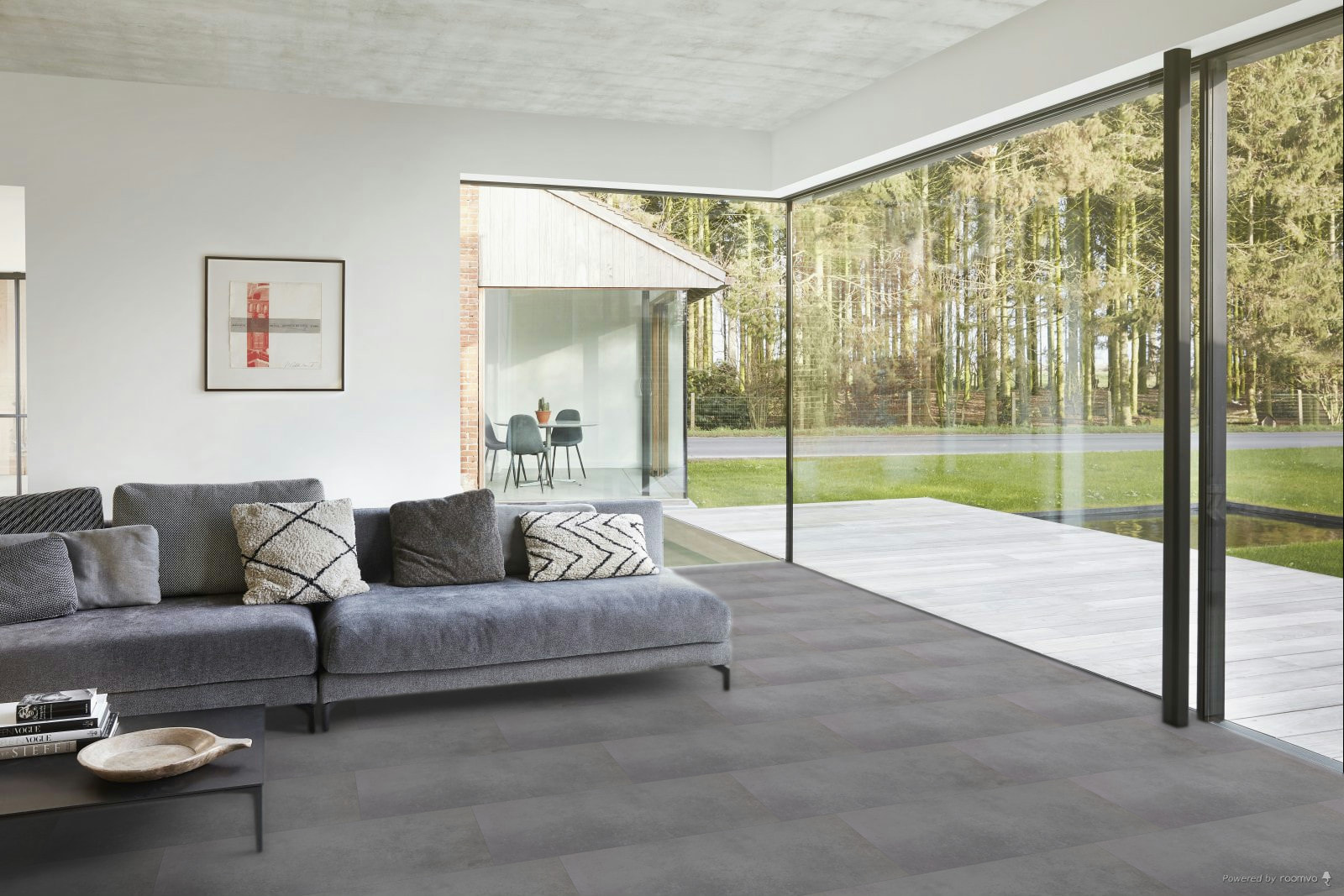 Milieubild Modernes Wohnzimmer mit Fensterfront - BerryAlloc Klebe-Vinyl Zenn Gluedown 30 Fuji Milieubild Modernes Wohnzimmer mit Fensterfront - BerryAlloc 60002228