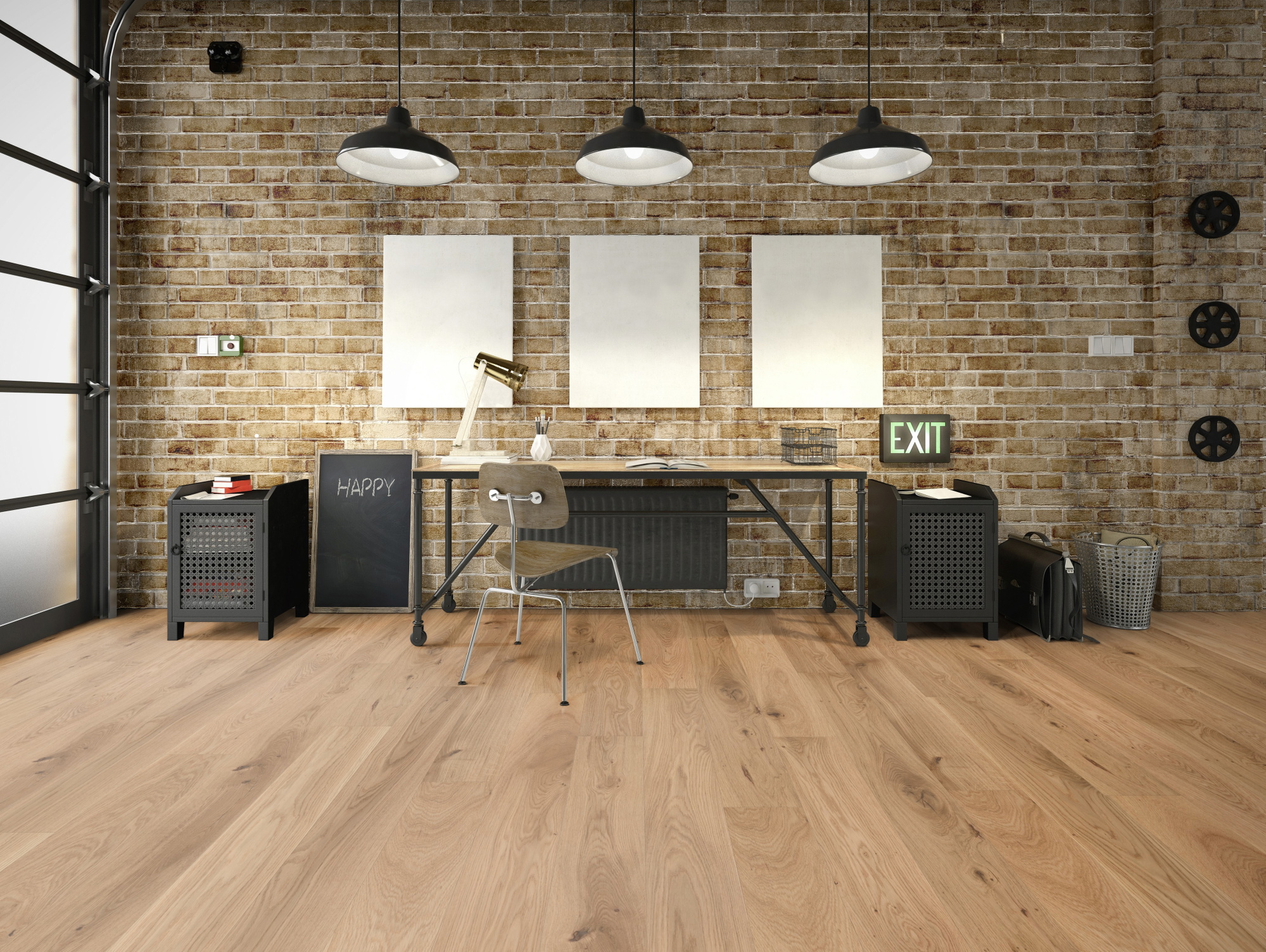 Milieubild Industrielles Wohnzimmer mit Arbeitsbereich - Friends by ter Hürne Parkett Eiche James Milieubild Industrielles Wohnzimmer mit Arbeitsbereich - Friends by ter Hürne 1188312441