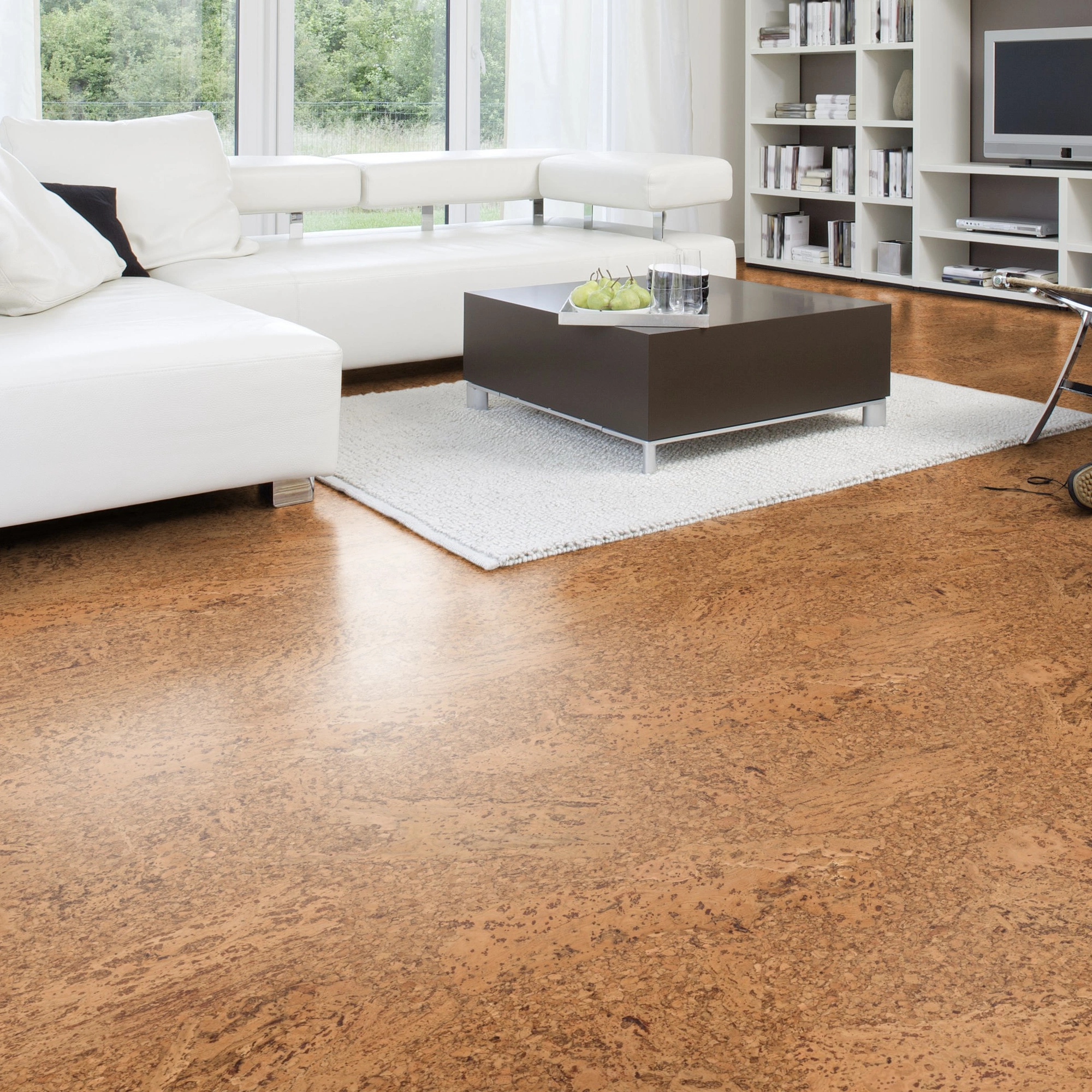 Milieubild Modernes Wohnzimmer mit Wohnlandschaft - Wicanders Wise HDF Klick-Korkboden cork Essence Originals Accent Milieubild Modernes Wohnzimmer mit Wohnlandschaft - Wicanders Wise 80002243