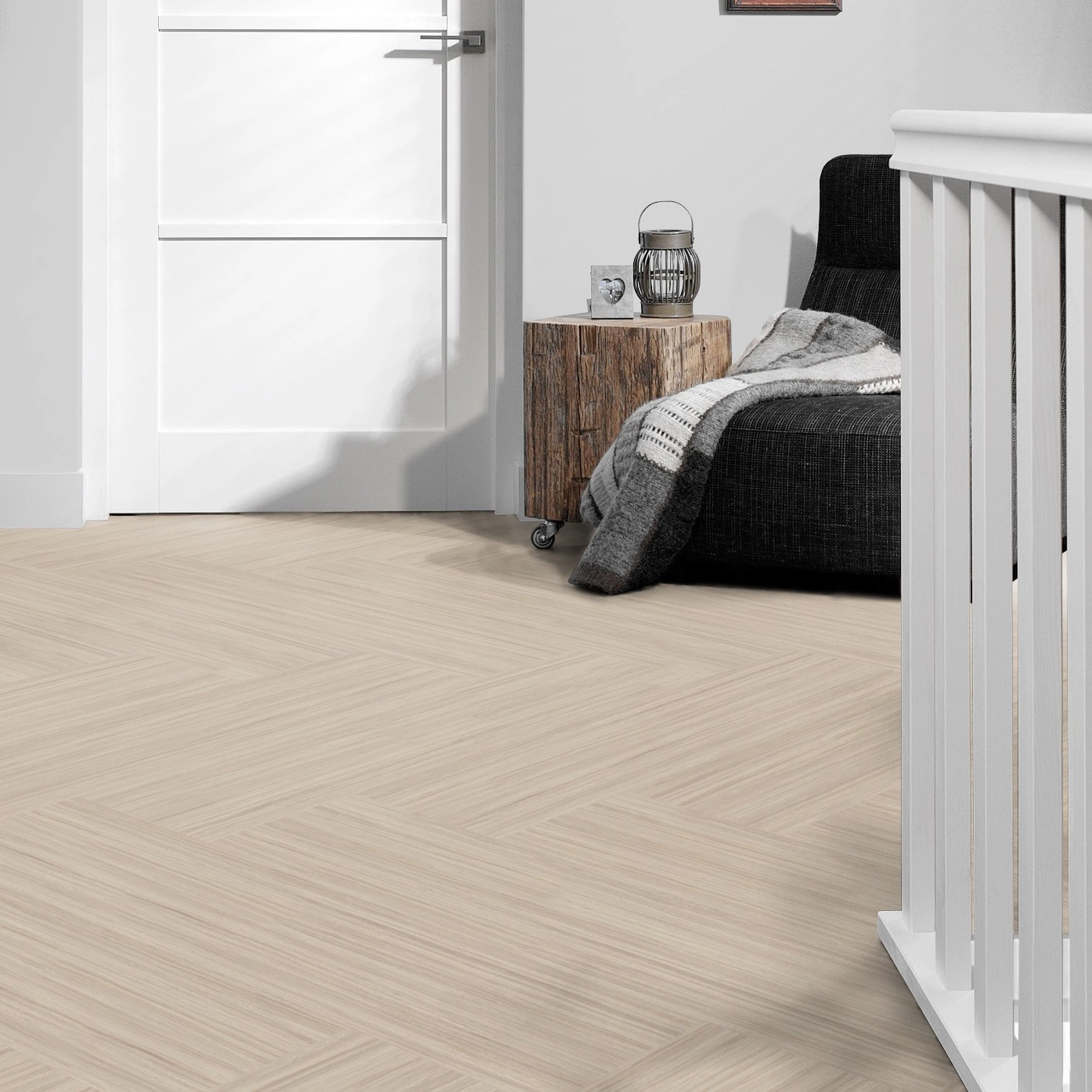 Milieubild Flur mit Treppenlauf - Forbo Flooring Klebe-Bioboden Modular Lines Rocky Ice Milieubild Flur mit Treppenlauf - Forbo Flooring 168299