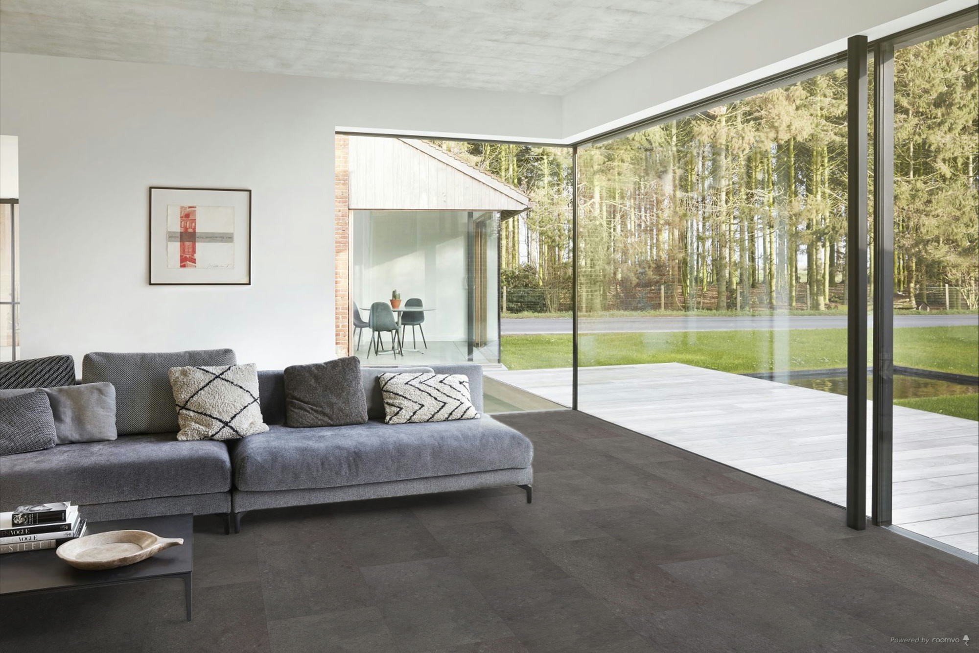 Milieubild Modernes Wohnzimmer mit Fensterfront - BerryAlloc Klebe-Vinyl Zenn Gluedown 55 Rimini Milieubild Modernes Wohnzimmer mit Fensterfront - BerryAlloc 60002260