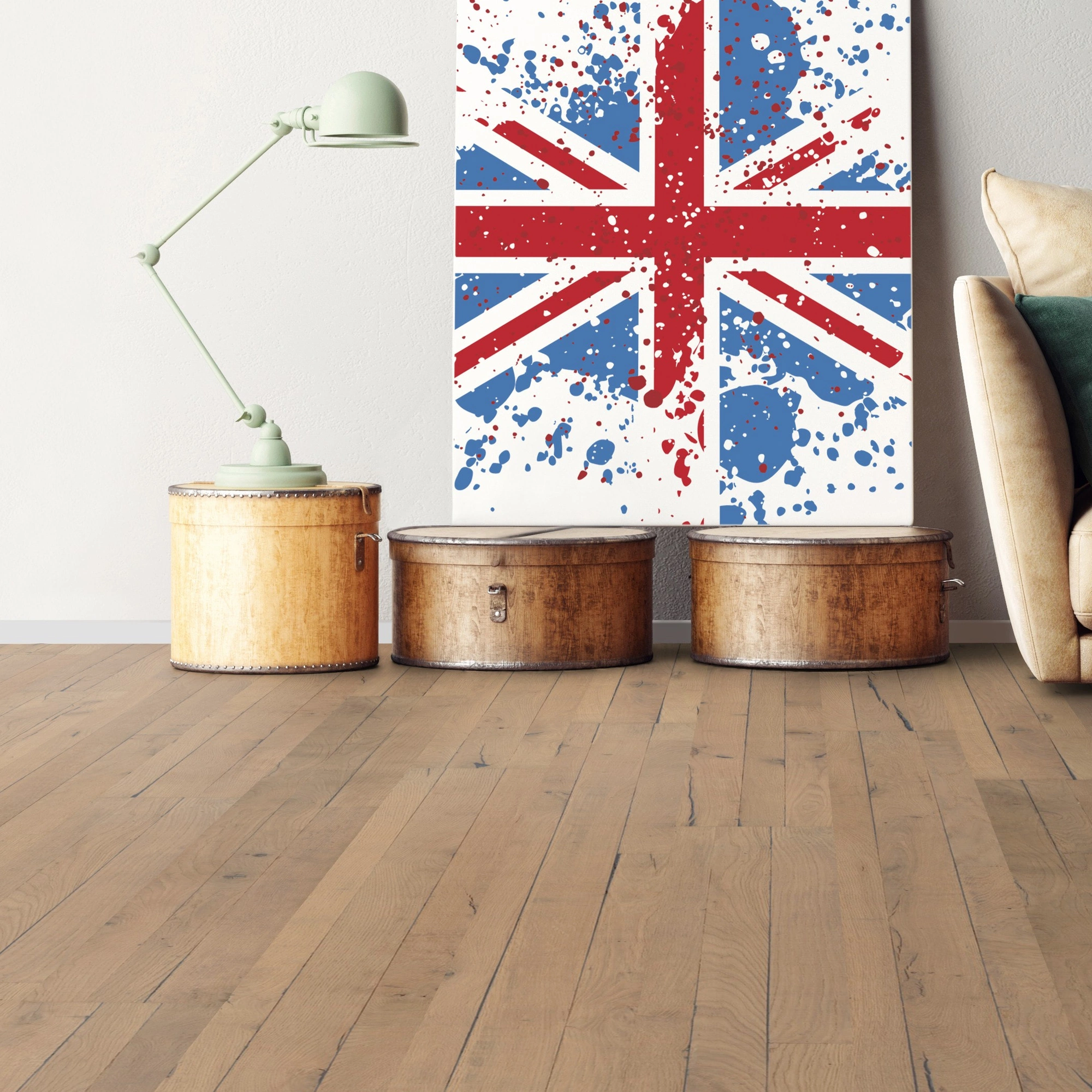 Milieubild Wohnzimmer mit Sofa - bodentiefe Perspektive - Bennett & Jones Parkett London Calling Oak No.8 Docklands Milieubild Wohnzimmer mit Sofa - bodentiefe Perspektive - Bennett & Jones 1148011012
