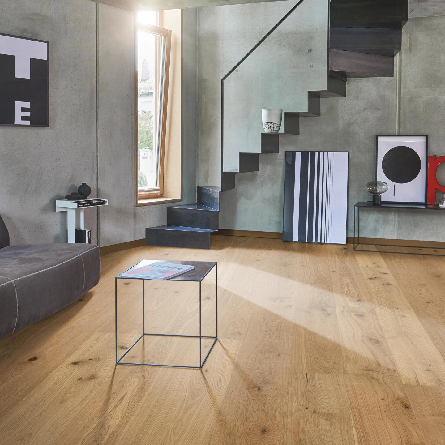 Milieubild Wohnzimmer im modernen Loft-Stil - Parador Parkett Basic 11-5 Eiche Milieubild Wohnzimmer im modernen Loft-Stil - Parador 1601464
