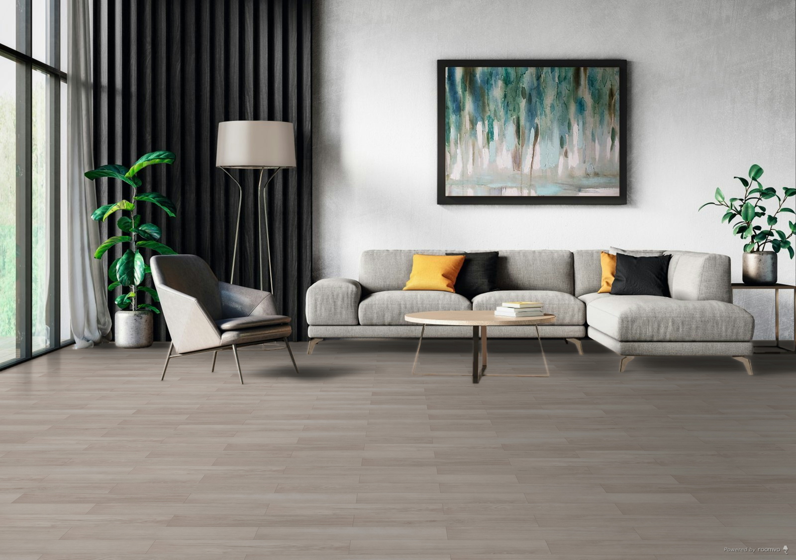 Milieubild Modernes Wohnzimmer mit Sessel und Sofa - BerryAlloc 60002265