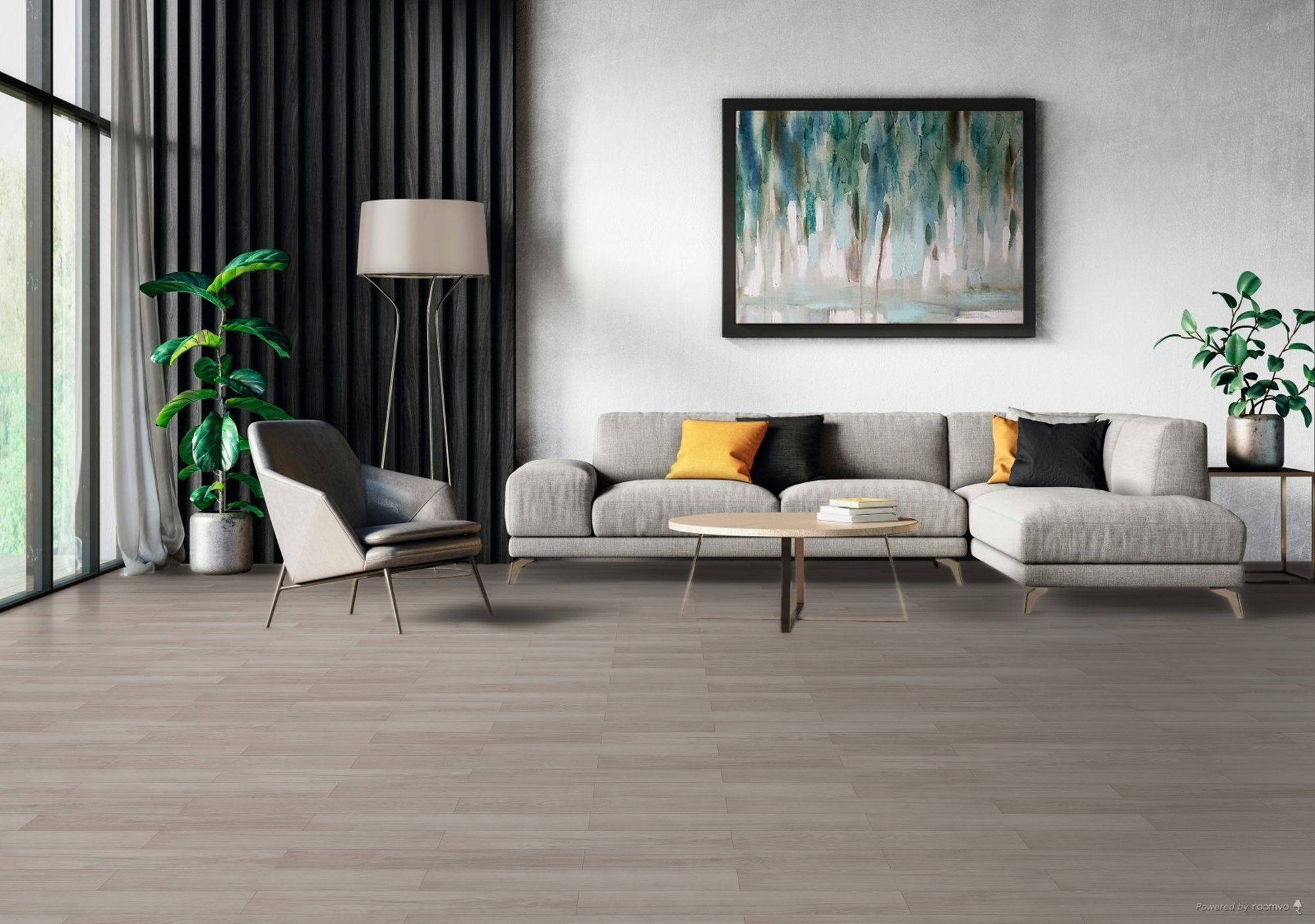 Milieubild Modernes Wohnzimmer mit Sessel und Sofa - BerryAlloc 60002265