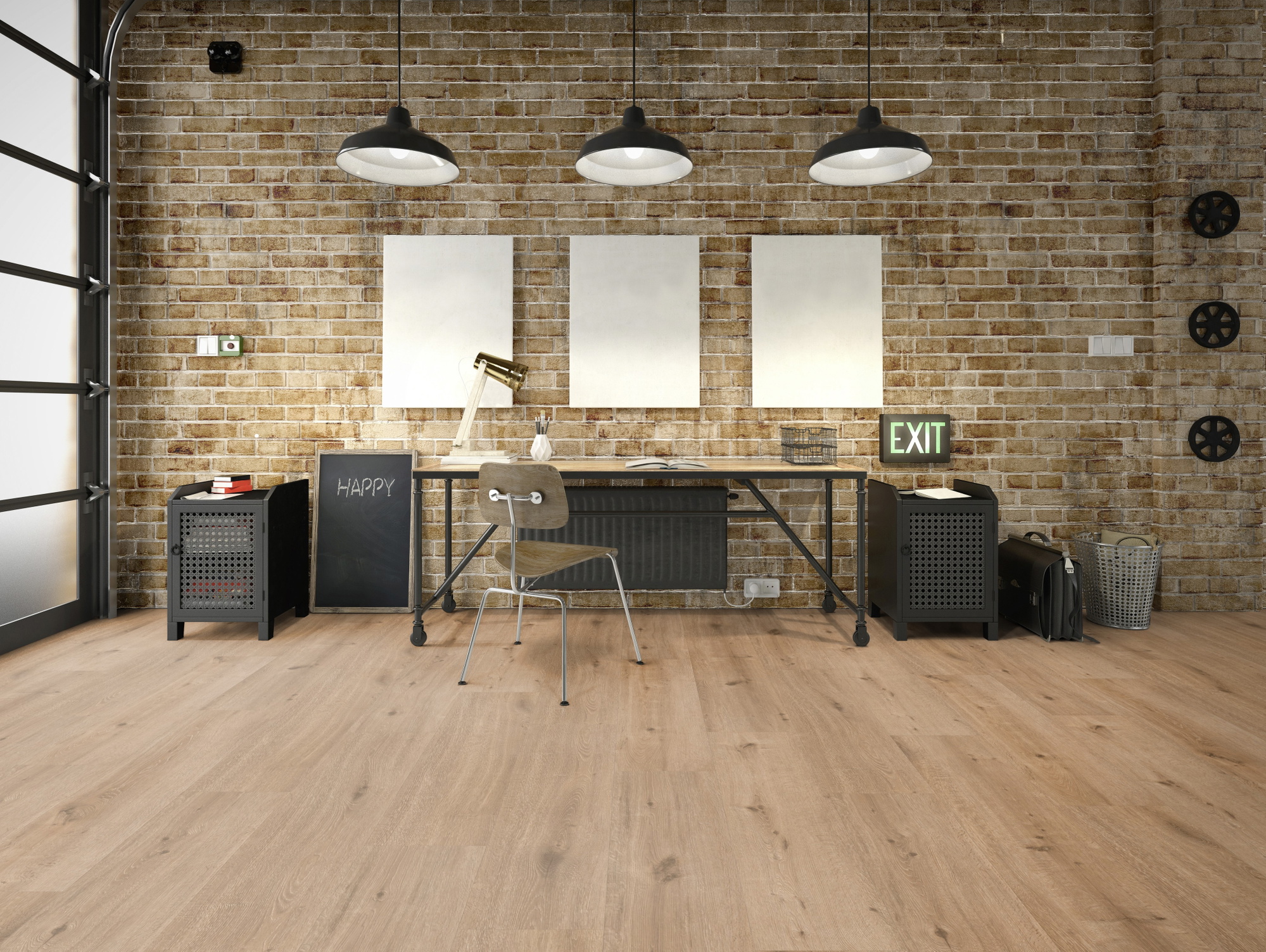 Milieubild Industrielles Wohnzimmer mit Arbeitsbereich - Friends by ter Hürne Klebe-Vinyl Eiche Thomas Milieubild Industrielles Wohnzimmer mit Arbeitsbereich - Friends by ter Hürne 1188210101