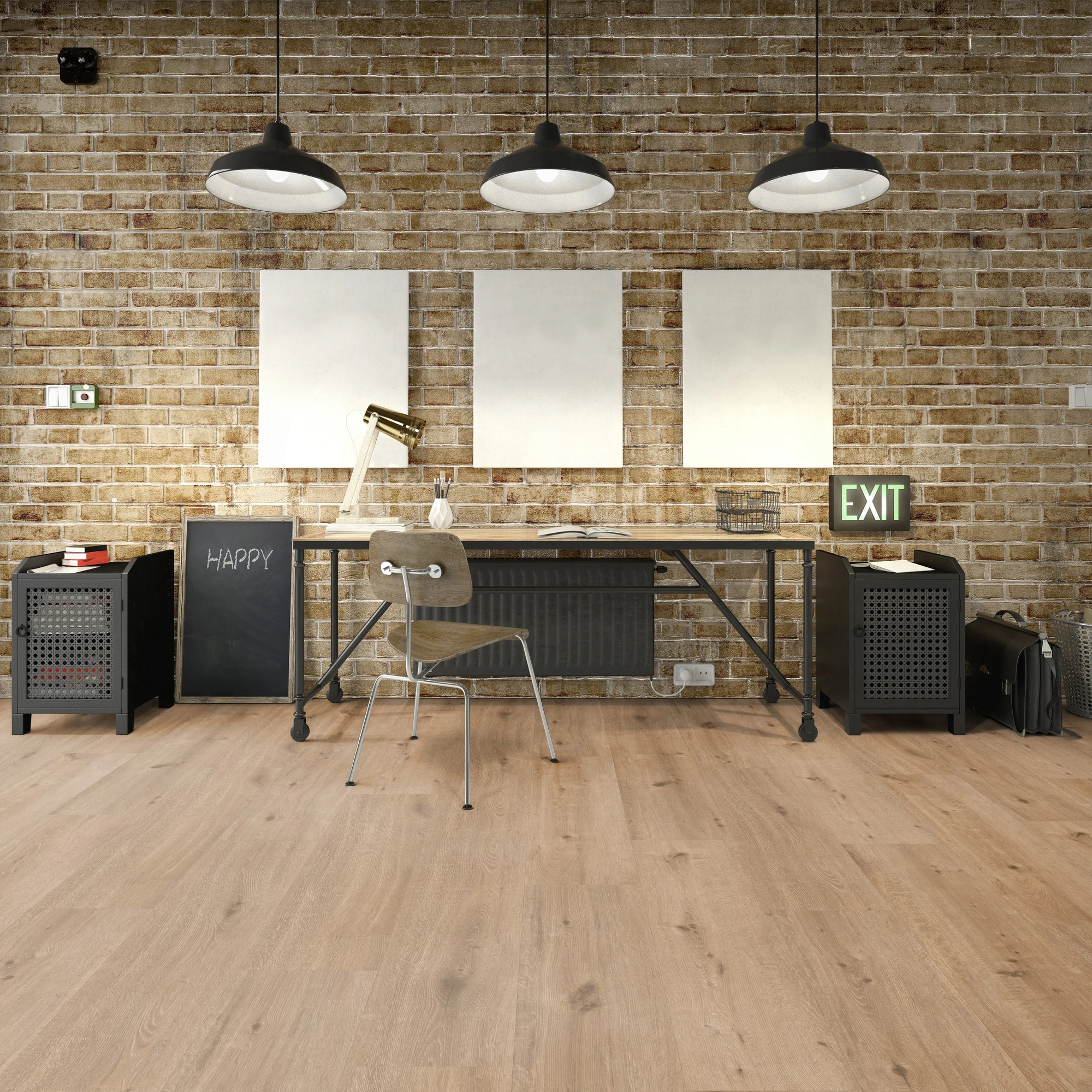Milieubild Industrielles Wohnzimmer mit Arbeitsbereich - Friends by ter Hürne Klebe-Vinyl Eiche Thomas Milieubild Industrielles Wohnzimmer mit Arbeitsbereich - Friends by ter Hürne 1188210101