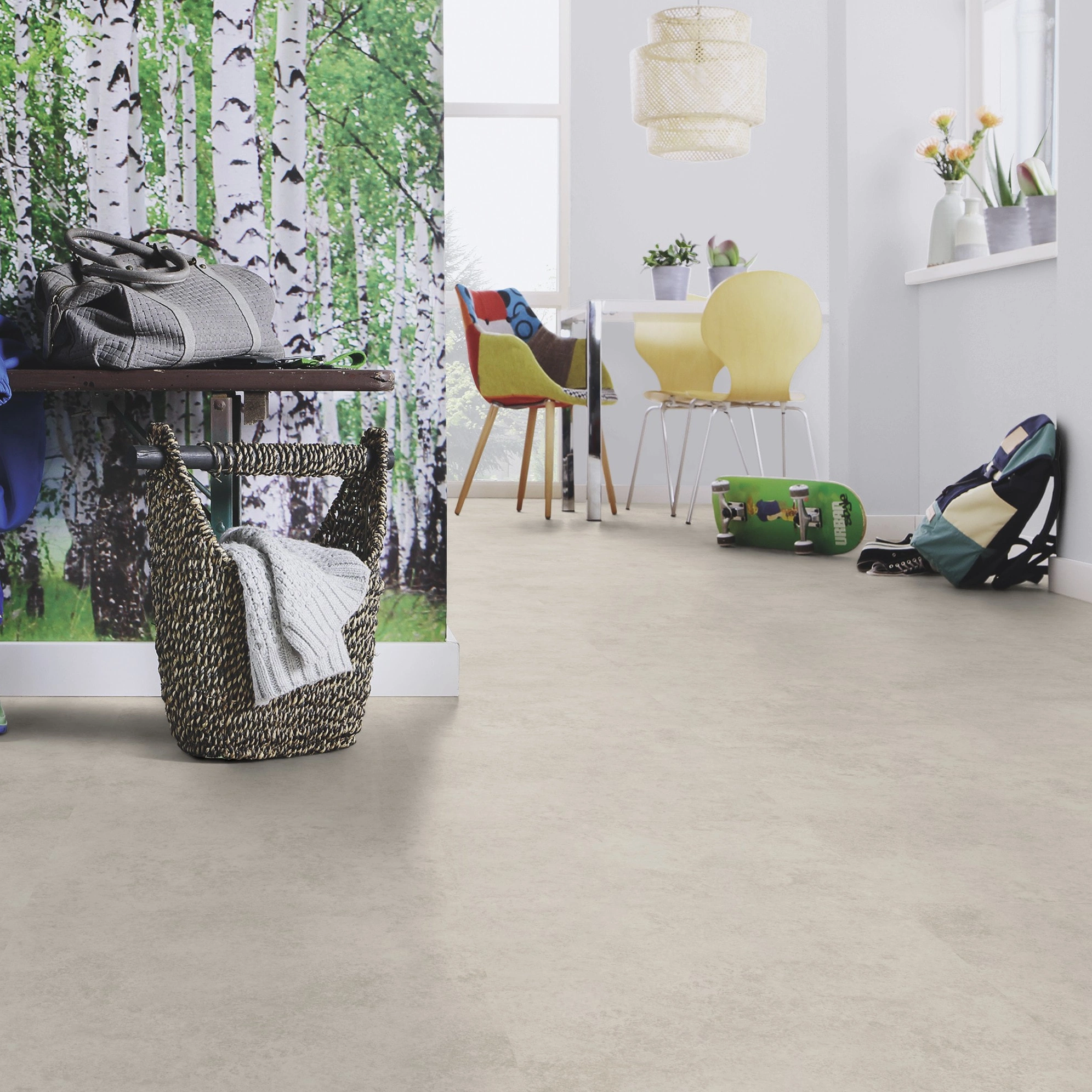 Milieubild Esszimmer mit Flur und Sitzbank - wineo Klebe-Bioboden PURLINE wineo 1200 stone XL Introducing Otto Milieubild Esszimmer mit Flur und Sitzbank - wineo PL116R