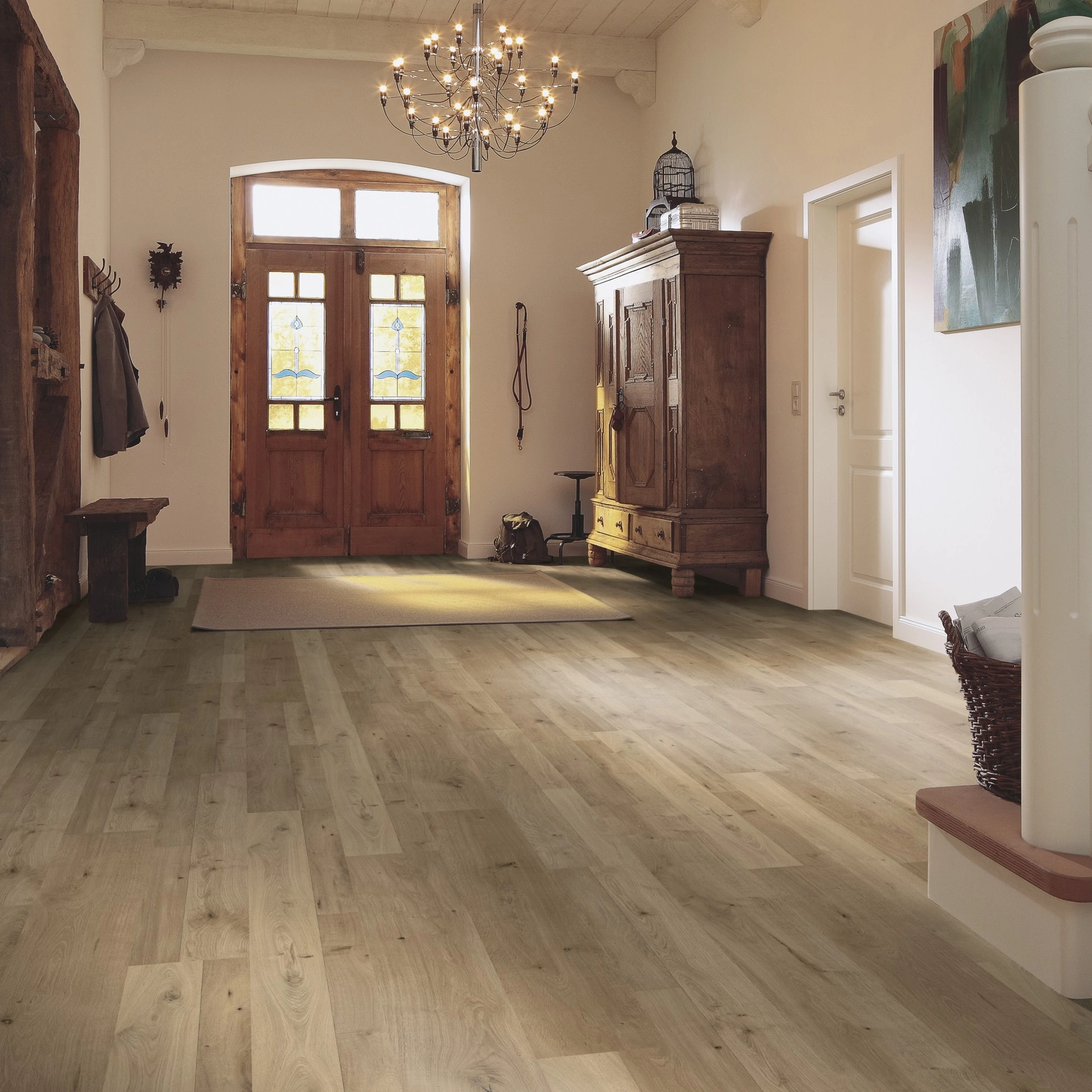 Milieubild Eingangsbereich mit Flur im Landhaus-Stil - MEISTER Laminat LC 55 Natural Oak Milieubild Eingangsbereich mit Flur im Landhaus-Stil - MEISTER 600012-1288198-06675