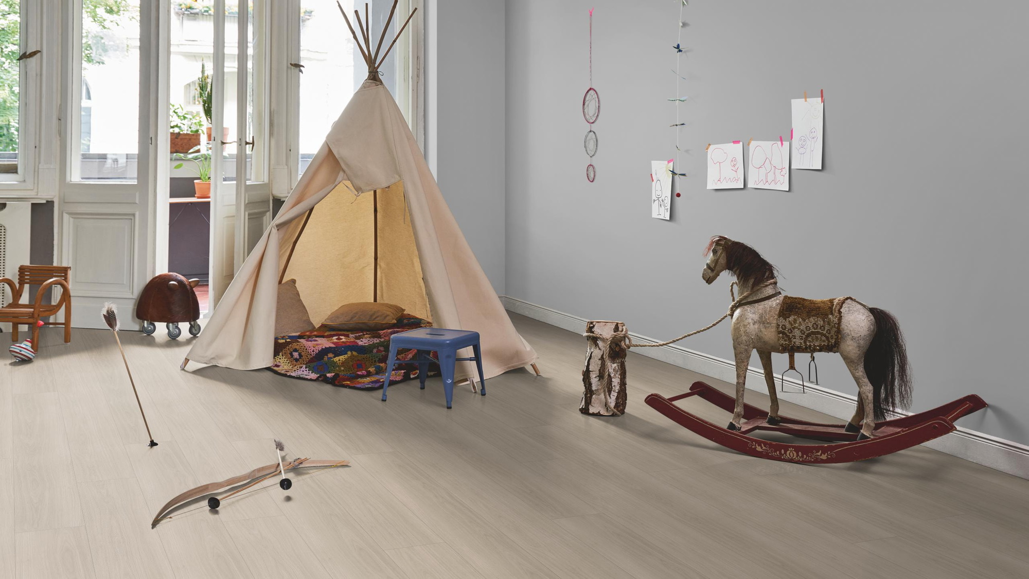 Milieubild Kinderzimmer in Stadtwohnung - Parador HDF Klick-Designboden Modular ONE Eiche Artemis pearl Milieubild Kinderzimmer in Stadtwohnung - Parador 1748730