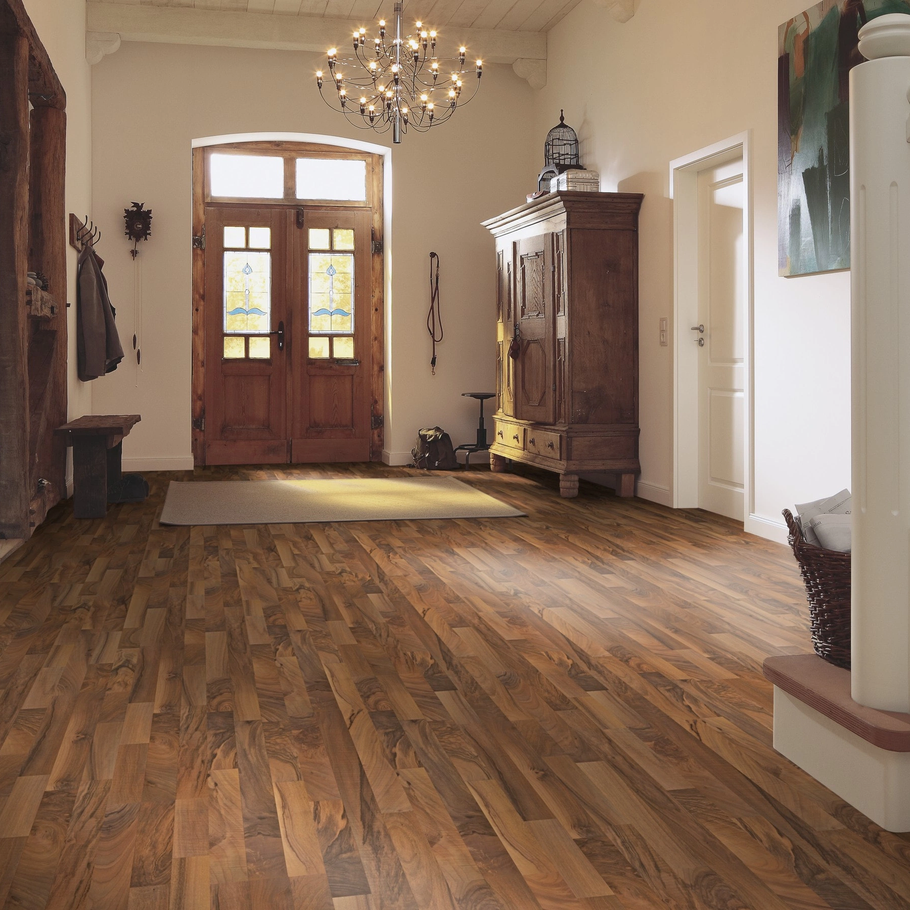 Milieubild Eingangsbereich mit Flur im Landhaus-Stil - MEISTER Laminat LC 55 S Nussbaum Milieubild Eingangsbereich mit Flur im Landhaus-Stil - MEISTER 600013-1288198-00211