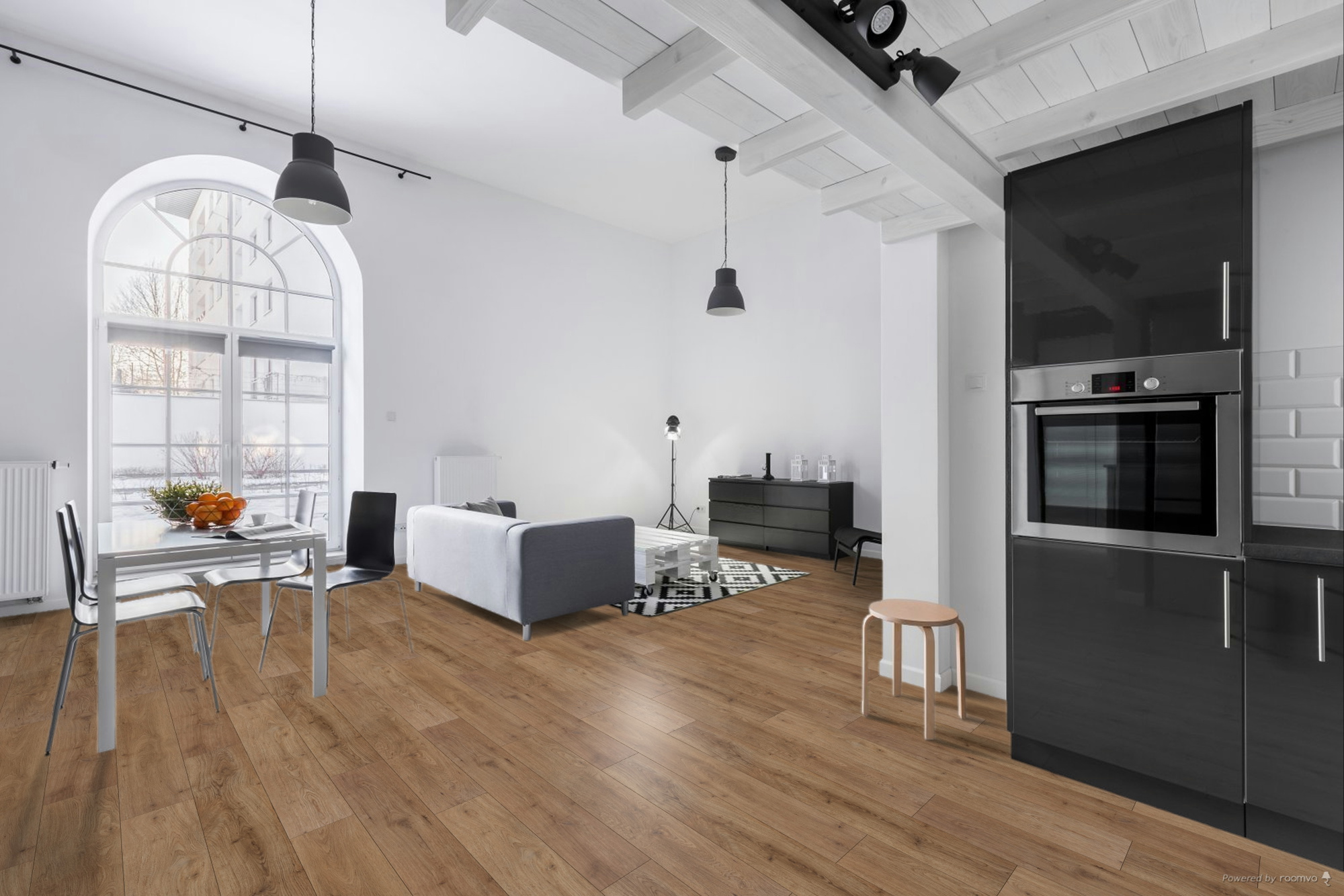 Milieubild Wohnzimmer mit Essbereich - BerryAlloc Klebe-Vinyl Zenn Gluedown 55 Porto Milieubild Wohnzimmer mit Essbereich - BerryAlloc 60002255