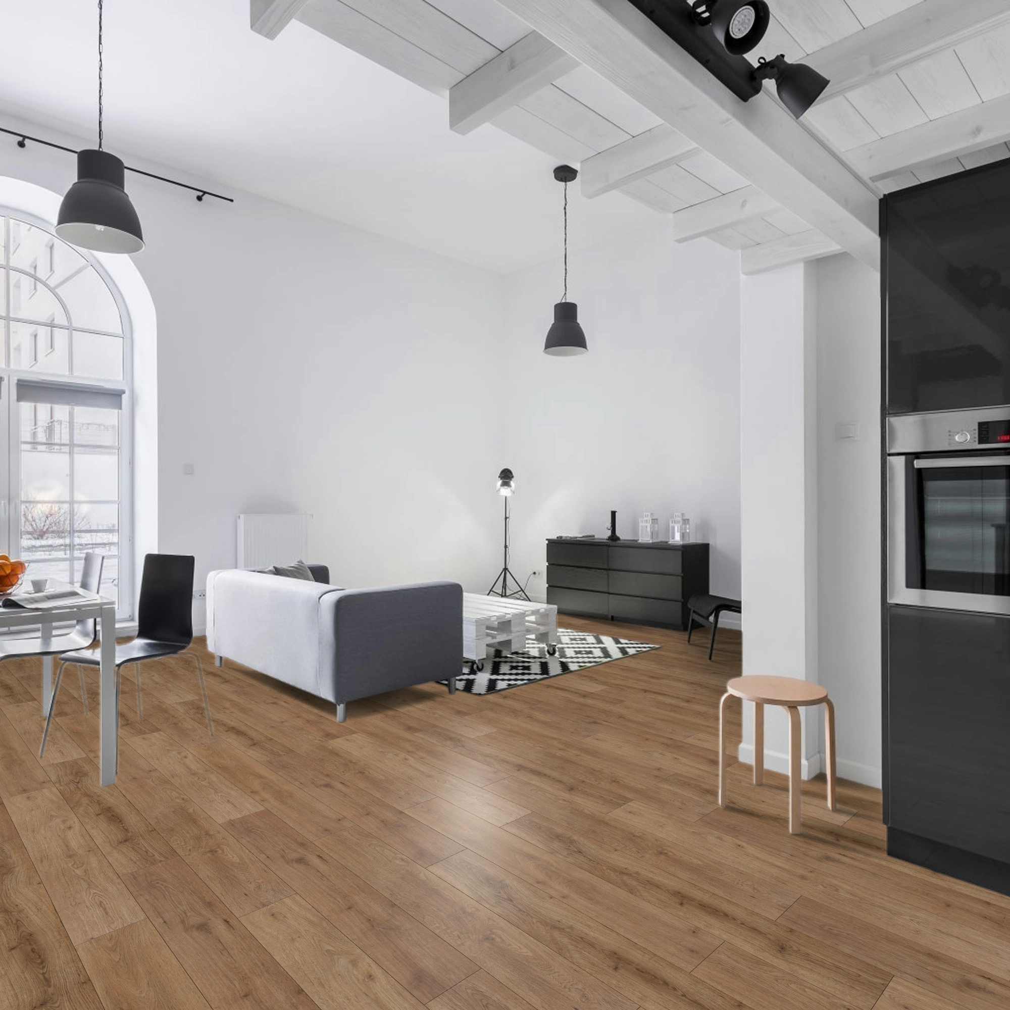 Milieubild Wohnzimmer mit Essbereich - BerryAlloc Klebe-Vinyl Zenn Gluedown 55 Porto Milieubild Wohnzimmer mit Essbereich - BerryAlloc 60002255