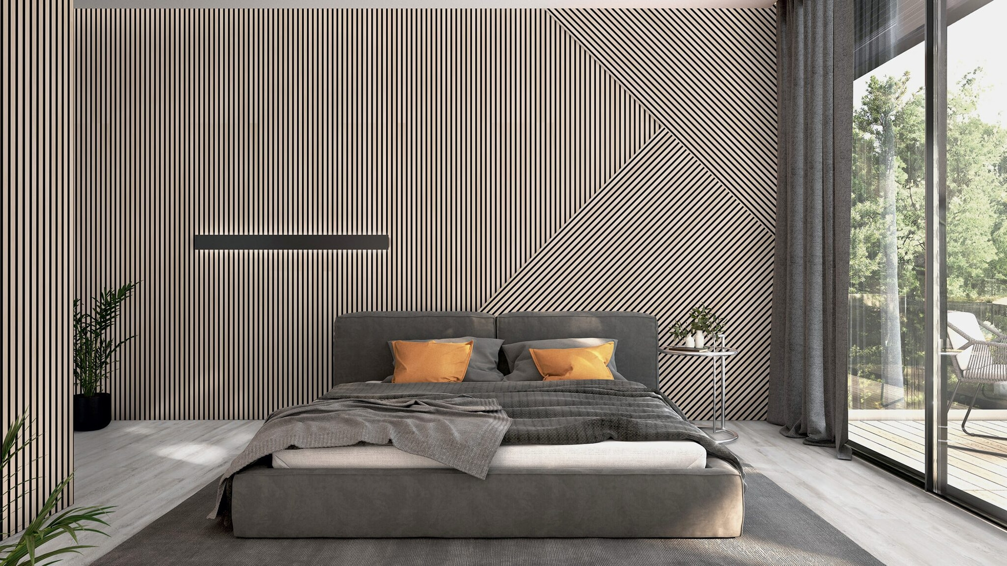 ter Hürne Akustikpaneel SilentDesign 1-Side Collection Eiche Themse Fineline Natur-Geölt Weiß 2.400mm