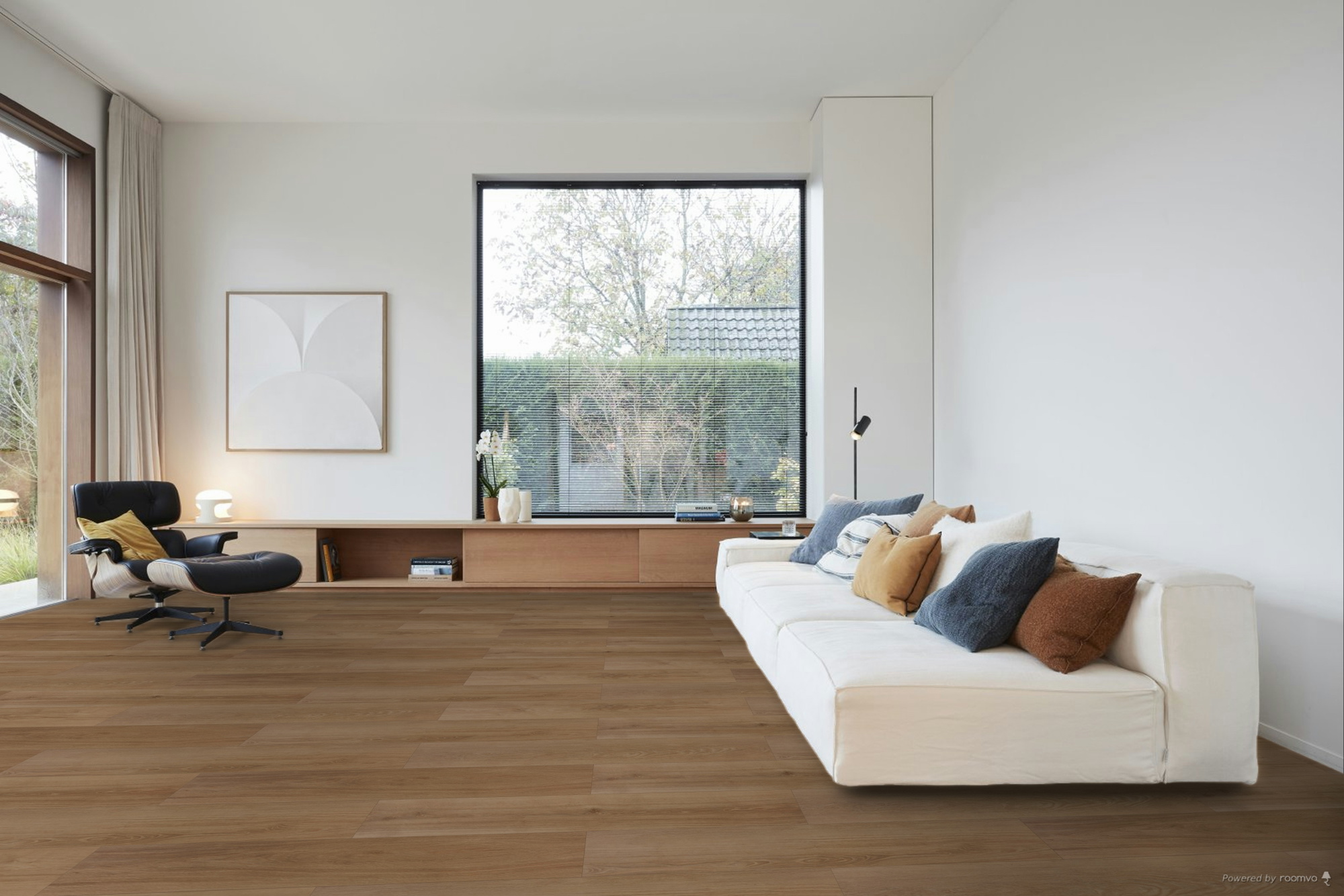 Milieubild Großräumiges Wohnzimmer mit Couch - BerryAlloc Klebe-Vinyl Zenn Gluedown 55 Monsanto Milieubild Großräumiges Wohnzimmer mit Couch - BerryAlloc 60002251