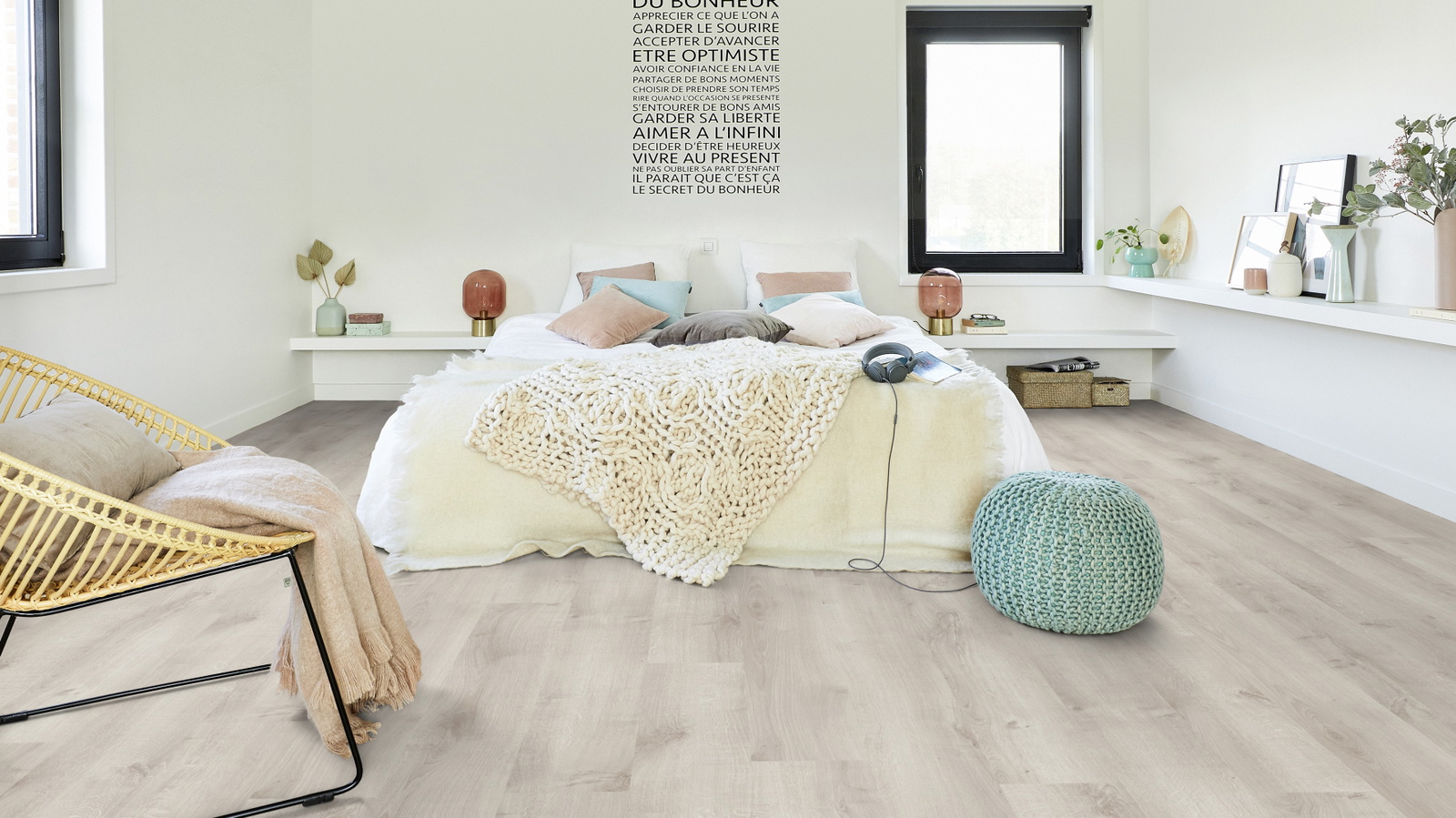 Milieubild Modernes Schlafzimmer - Bett mit Stuhl - Tarkett 24524026