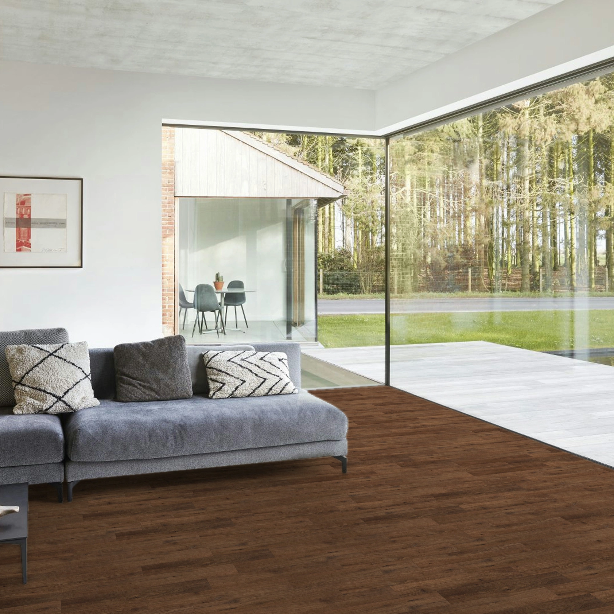 Milieubild Modernes Wohnzimmer mit Fensterfront - BerryAlloc Klebe-Vinyl Zenn Gluedown 55 Herringbone Palermo Milieubild Modernes Wohnzimmer mit Fensterfront - BerryAlloc 60002266