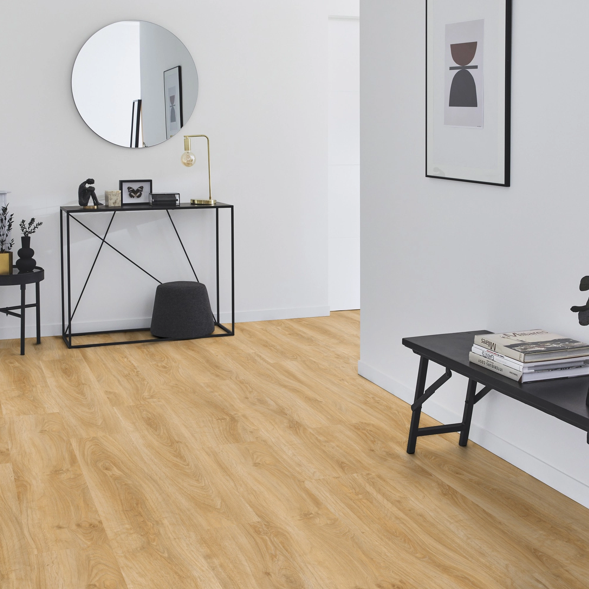 Milieubild Flur mit Sideboard und Spiegel - Tarkett Klebe-Vinyl iD Inspiration 30 CLASSICS English Oak Classical Milieubild Flur mit Sideboard und Spiegel - Tarkett 24524008