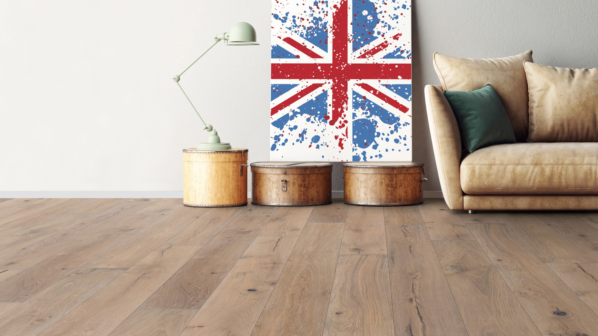 Milieubild Wohnzimmer mit Sofa - bodentiefe Perspektive - Bennett & Jones Parkett Britain's Finest Oak No.12 Lancaster Milieubild Wohnzimmer mit Sofa - bodentiefe Perspektive - Bennett & Jones 1148011911