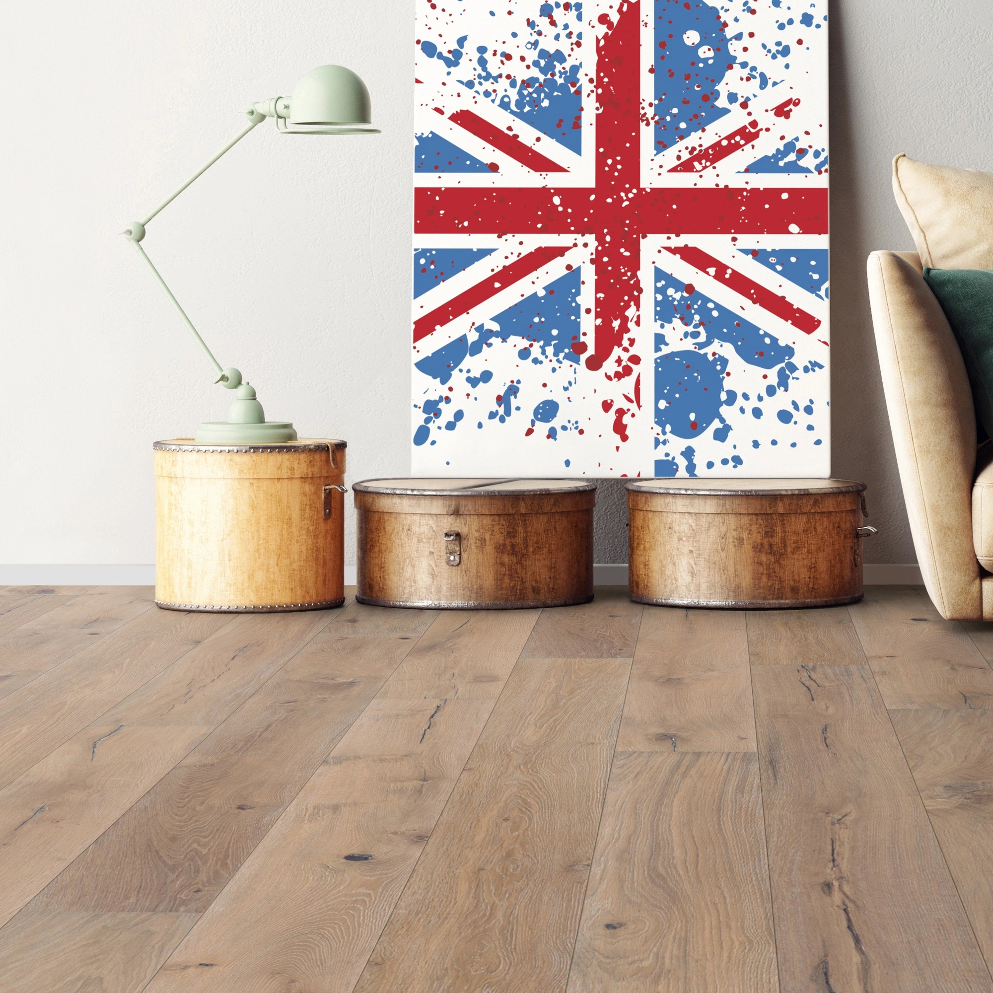 Milieubild Wohnzimmer mit Sofa - bodentiefe Perspektive - Bennett & Jones Parkett Britain's Finest Oak No.12 Lancaster Milieubild Wohnzimmer mit Sofa - bodentiefe Perspektive - Bennett & Jones 1148011911