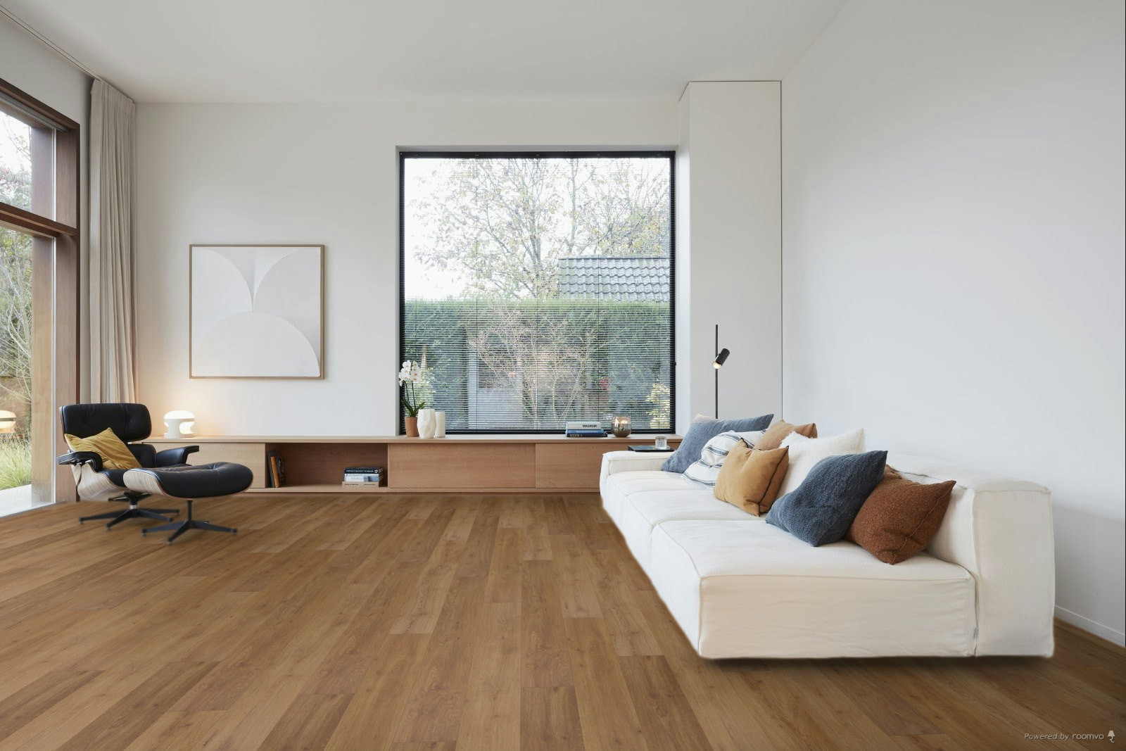 Milieubild Großräumiges Wohnzimmer mit Couch - BerryAlloc Klebe-Vinyl Zenn Gluedown 30 Caïro Milieubild Großräumiges Wohnzimmer mit Couch - BerryAlloc 60002223