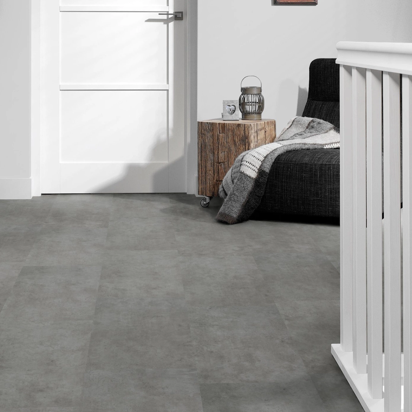 Milieubild Flur mit Treppenlauf - Forbo Flooring Klebe-Vinyl Enduro Dryback Material Mid Concrete Milieubild Flur mit Treppenlauf - Forbo Flooring 217638