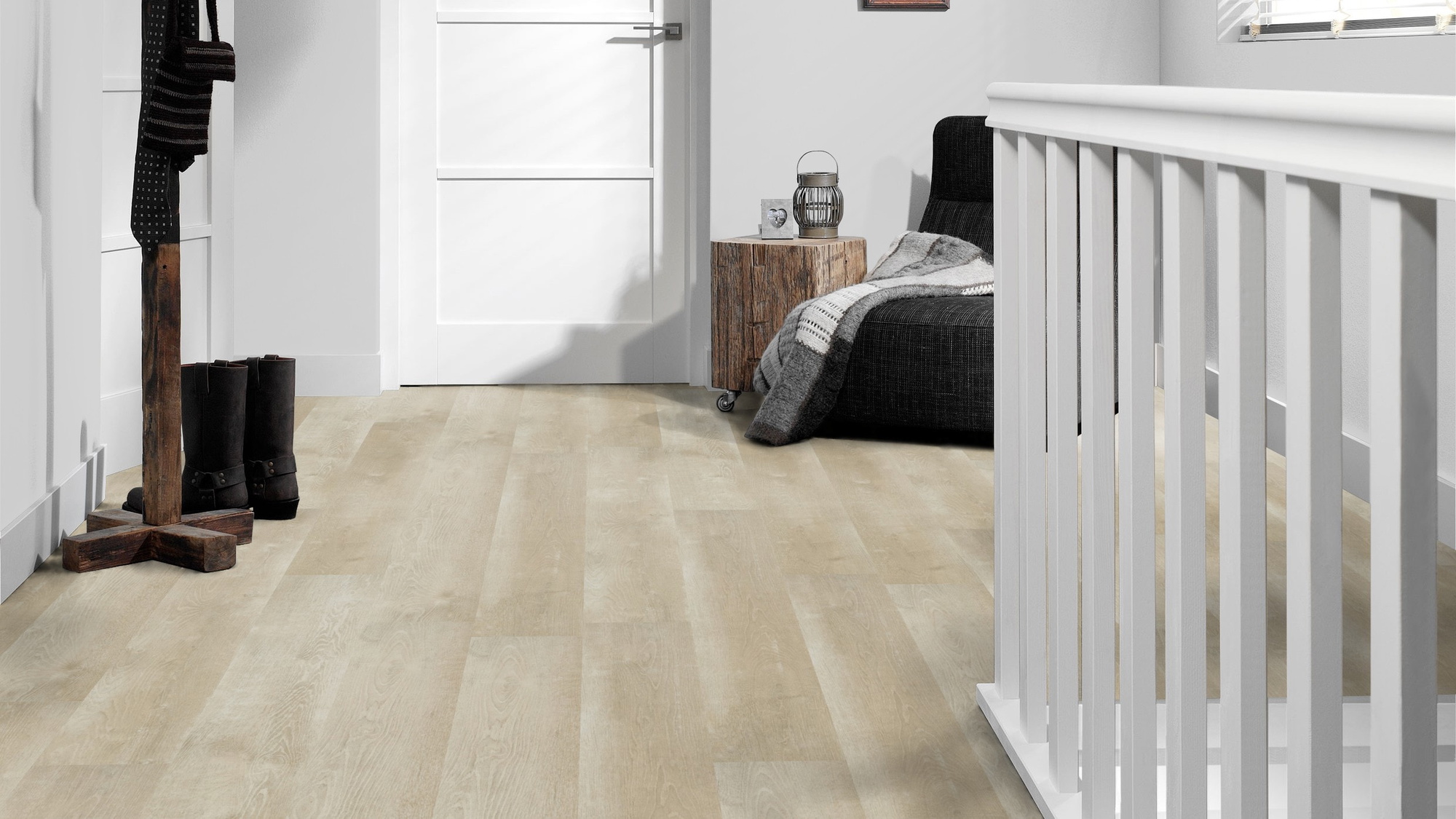 Milieubild Flur mit Treppenlauf - Forbo Flooring Klebe-Vinyl Enduro Dryback Wood Natural White Oak Milieubild Flur mit Treppenlauf - Forbo Flooring 217630