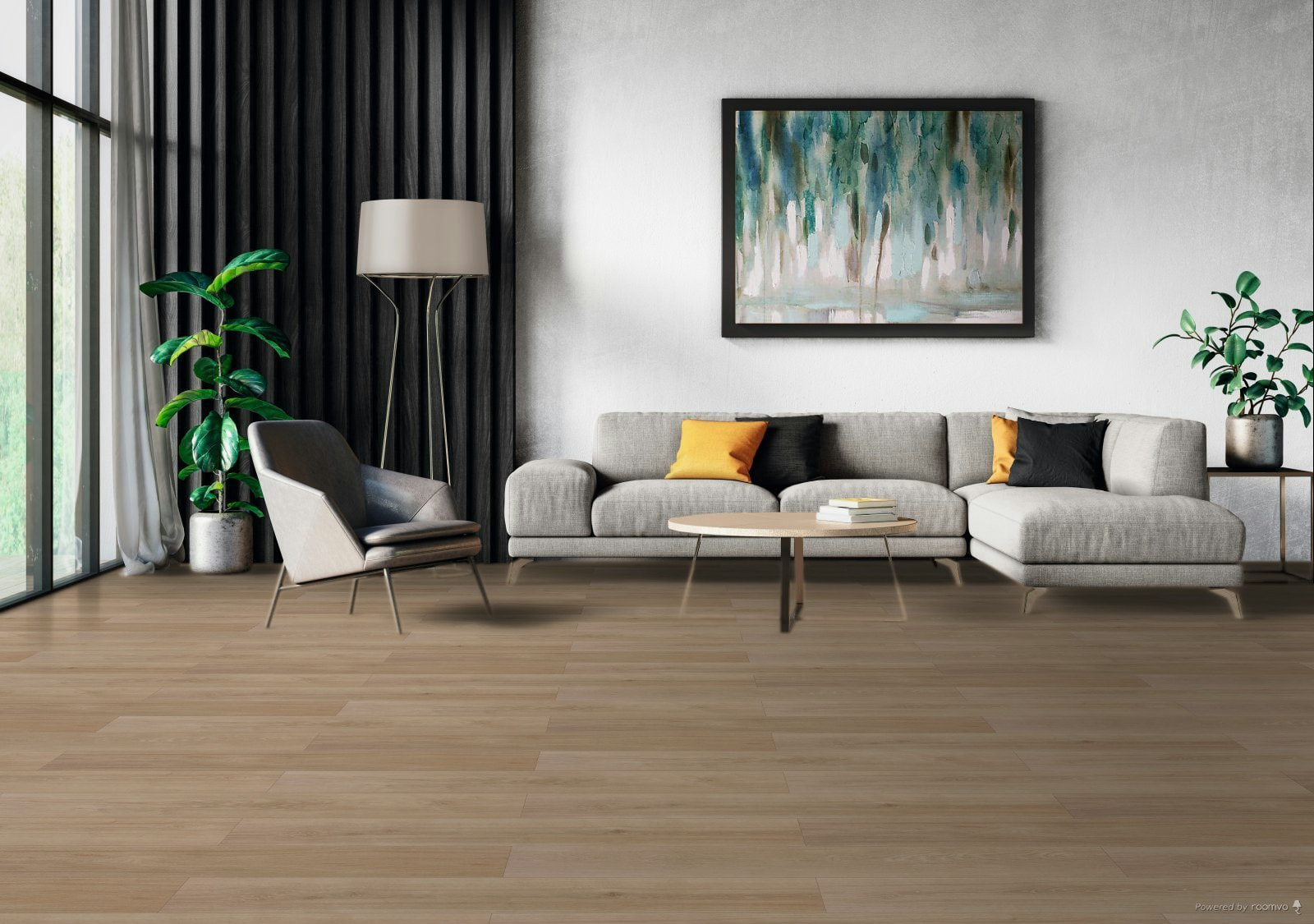 Milieubild Modernes Wohnzimmer mit Sessel und Sofa - BerryAlloc 60002219