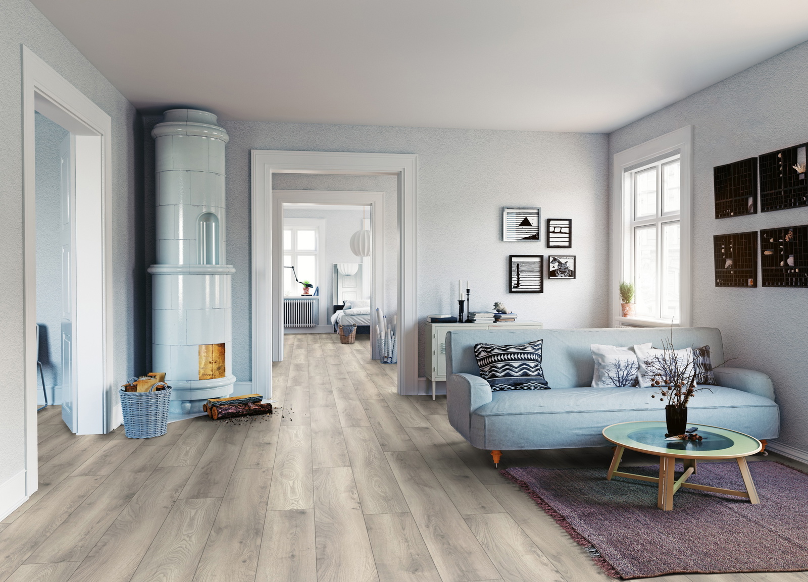 Milieubild Wohnzimmer mit Sofa und Kachelofen - ter Hürne 1101330007
